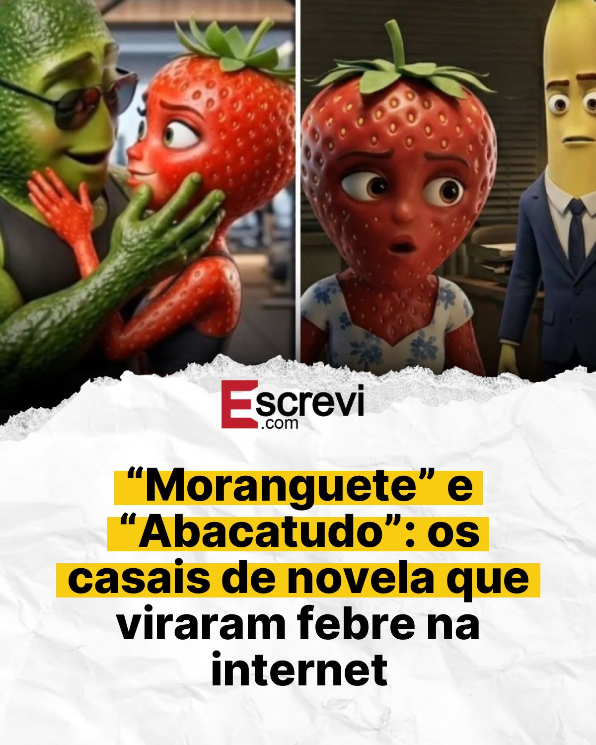 “Moranguete” e “Abacatudo”: os casais de novela que viraram febre na internet card branco