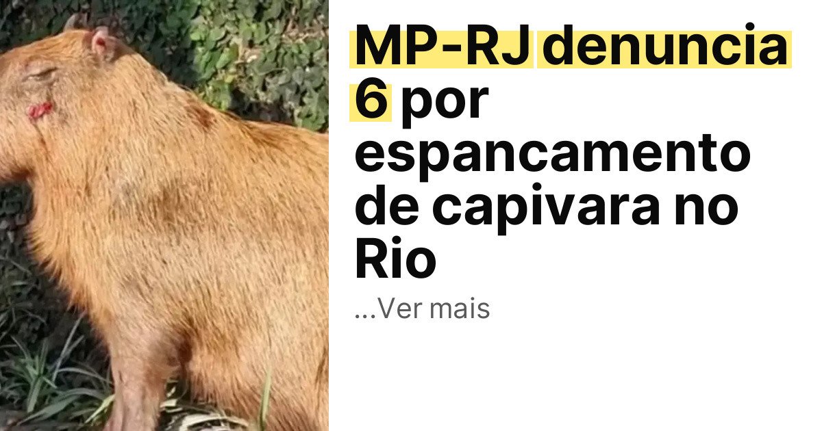 MP-RJ denuncia 6 por espancamento de capivara no Rio imagem principal