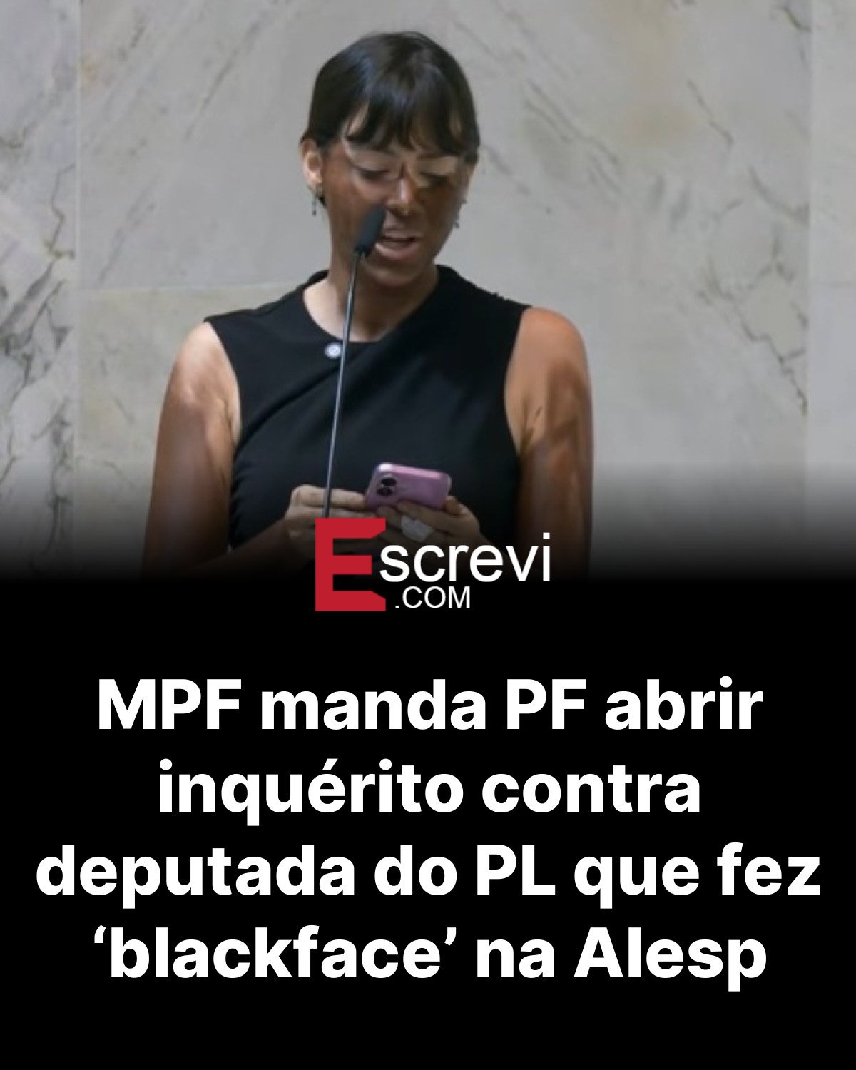 MPF manda PF abrir inquérito contra deputada do PL que fez ‘blackface’ na Alesp card preto