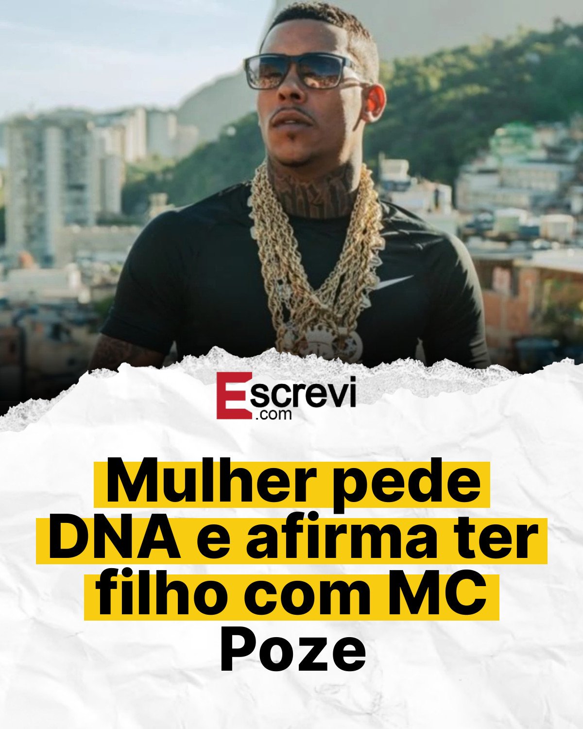 Mulher pede DNA e afirma ter filho com MC Poze card branco