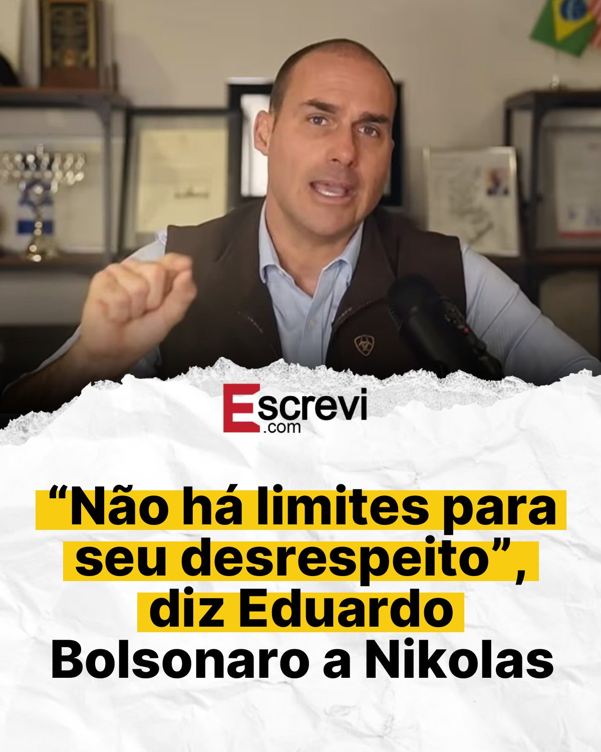 “Não há limites para seu desrespeito”, diz Eduardo Bolsonaro a Nikolas card branco
