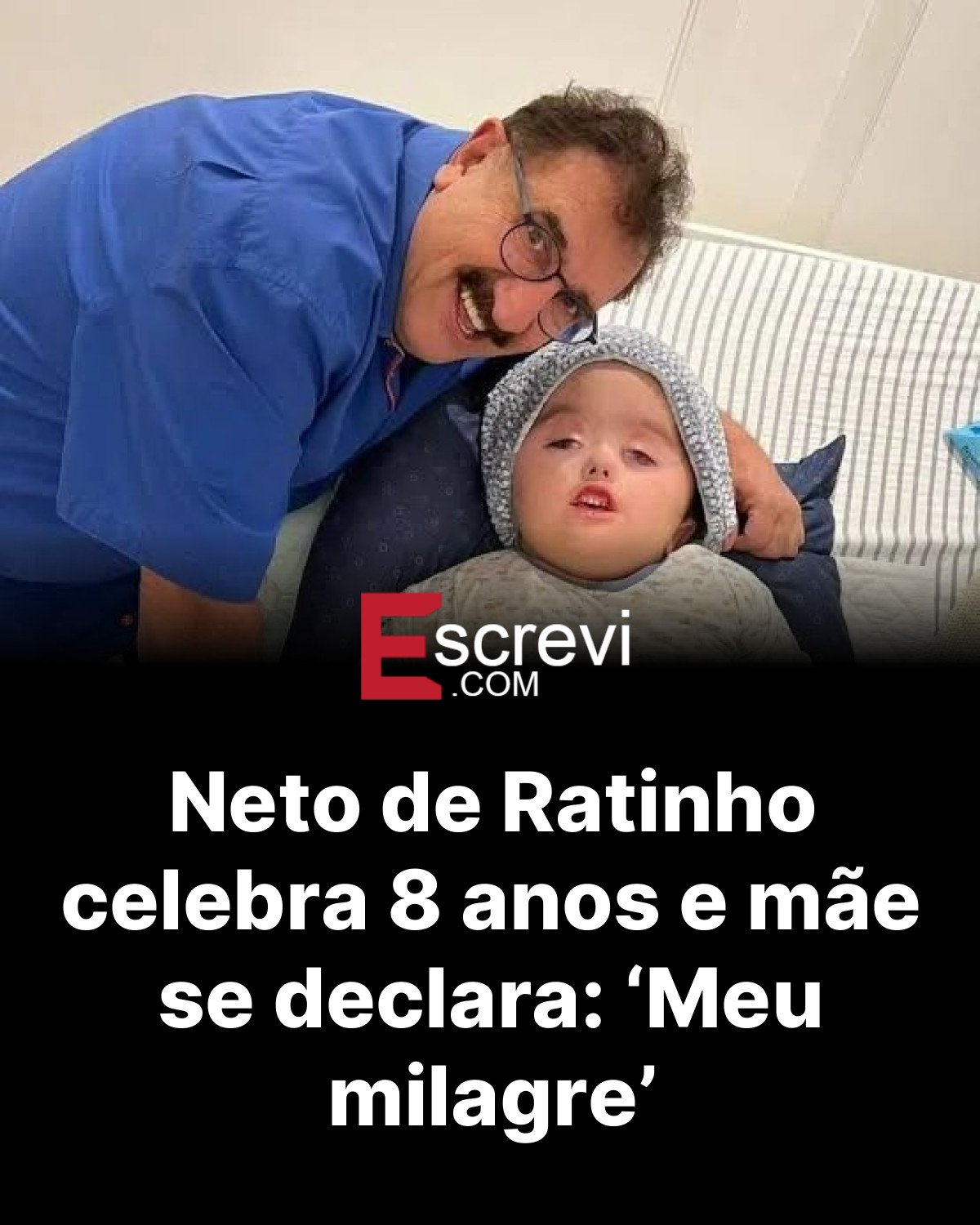 Neto de Ratinho celebra 8 anos e mãe se declara: ‘Meu milagre’ card preto