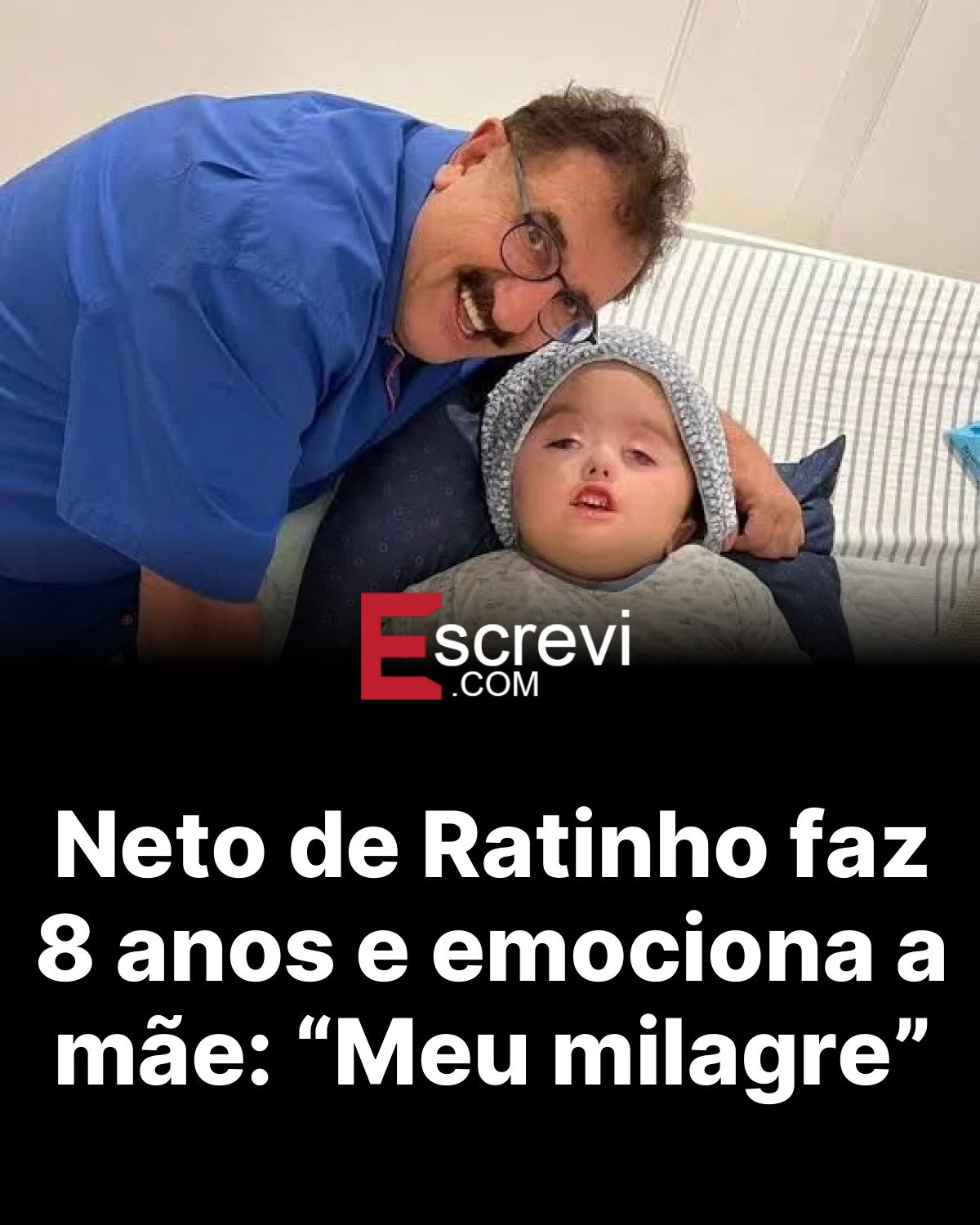 Neto de Ratinho faz 8 anos e emociona a mãe: “Meu milagre” card preto