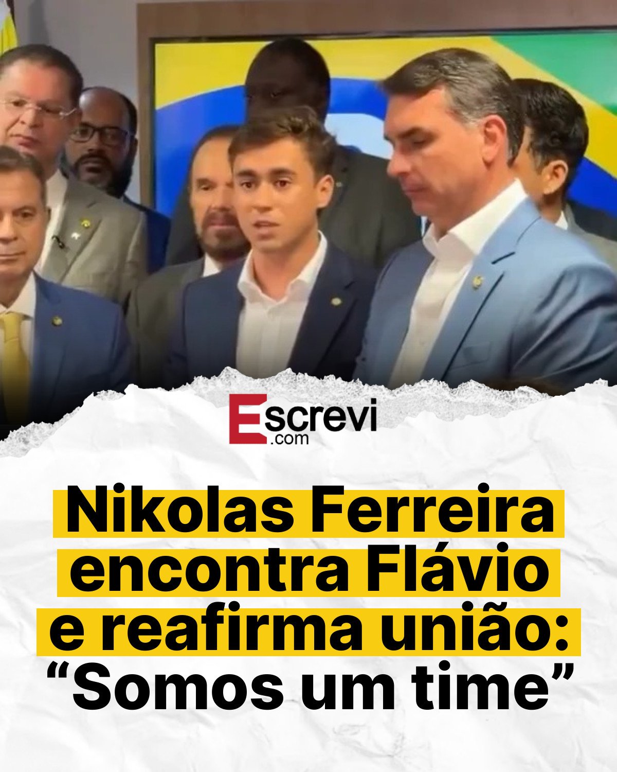 Nikolas Ferreira encontra Flávio e reafirma união: “Somos um time” card branco