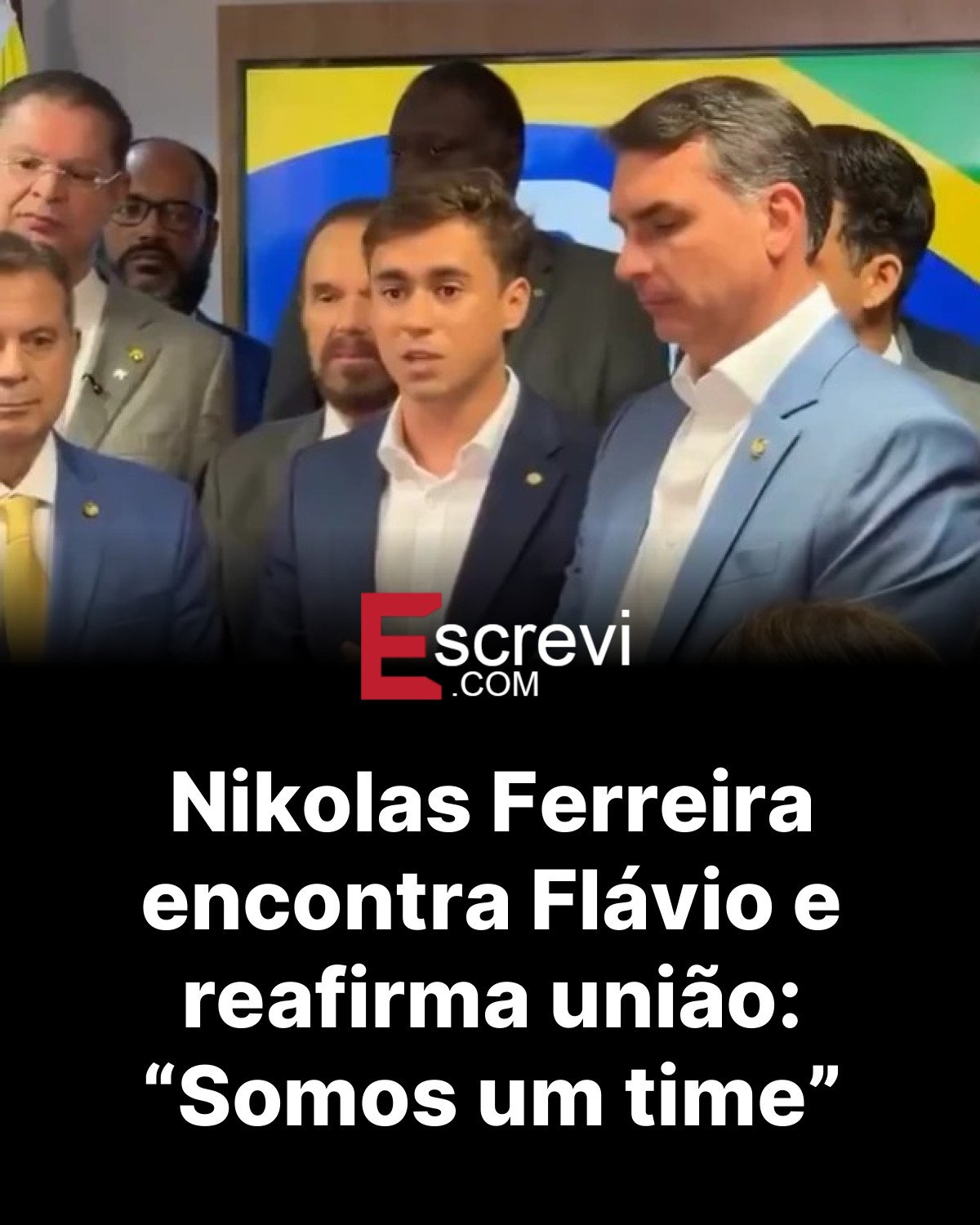 Nikolas Ferreira encontra Flávio e reafirma união: “Somos um time” card preto