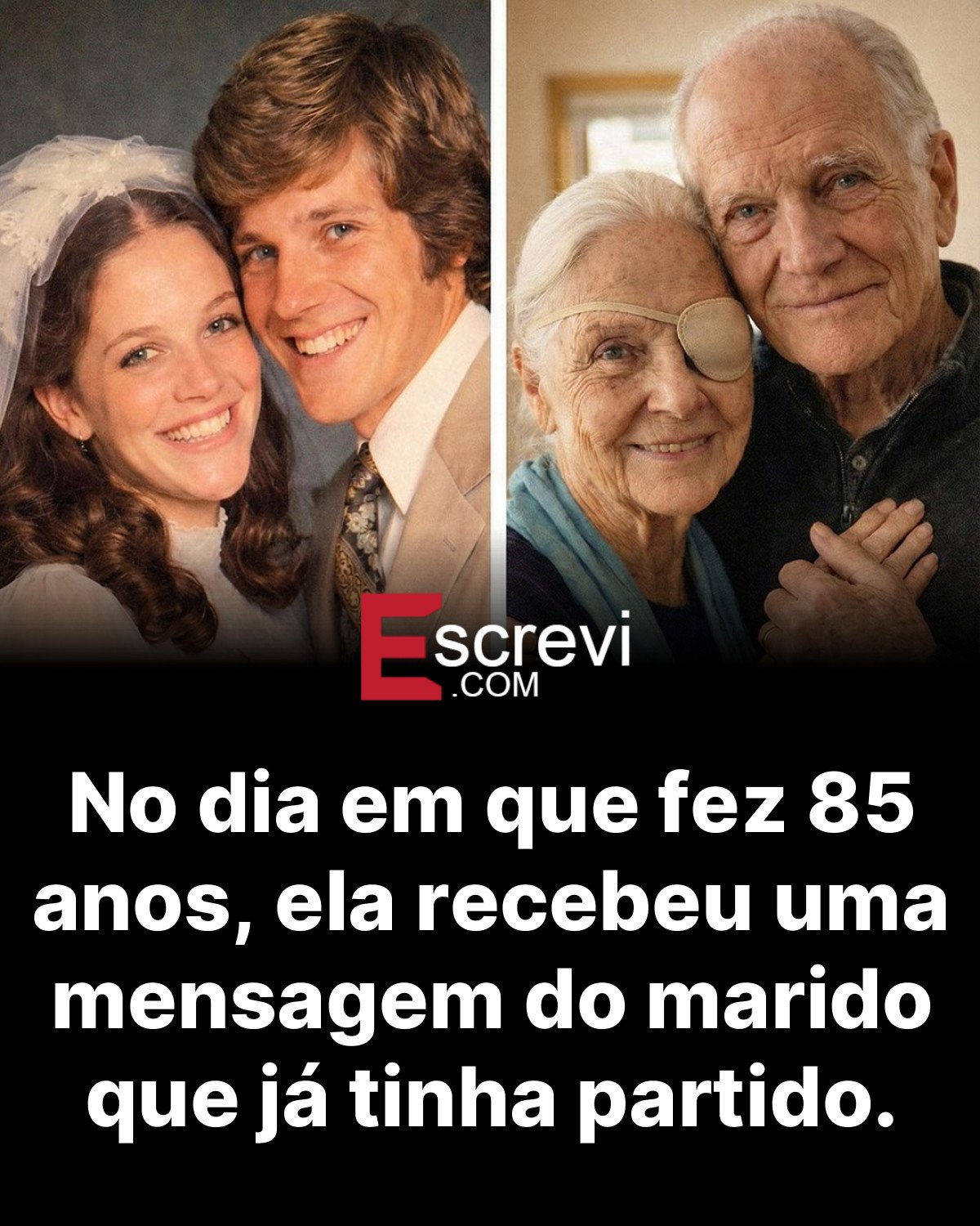 No dia em que fez 85 anos, ela recebeu uma mensagem do marido que já tinha partido. card preto