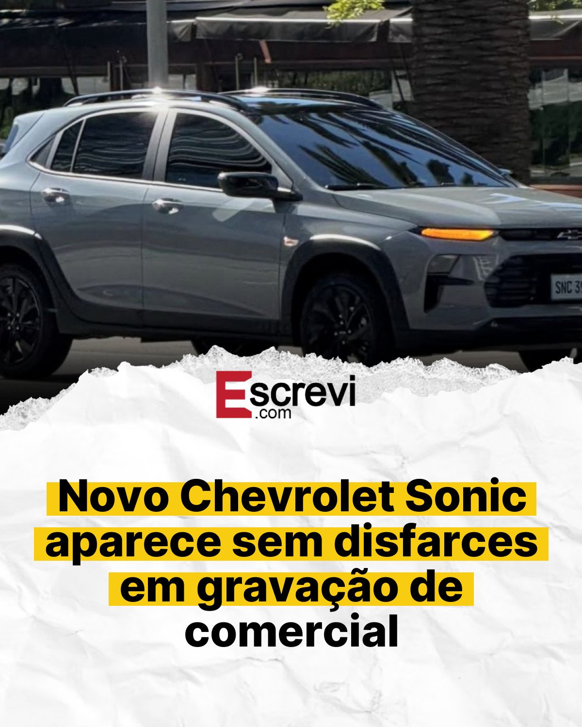 Novo Chevrolet Sonic aparece sem disfarces em gravação de comercial card branco