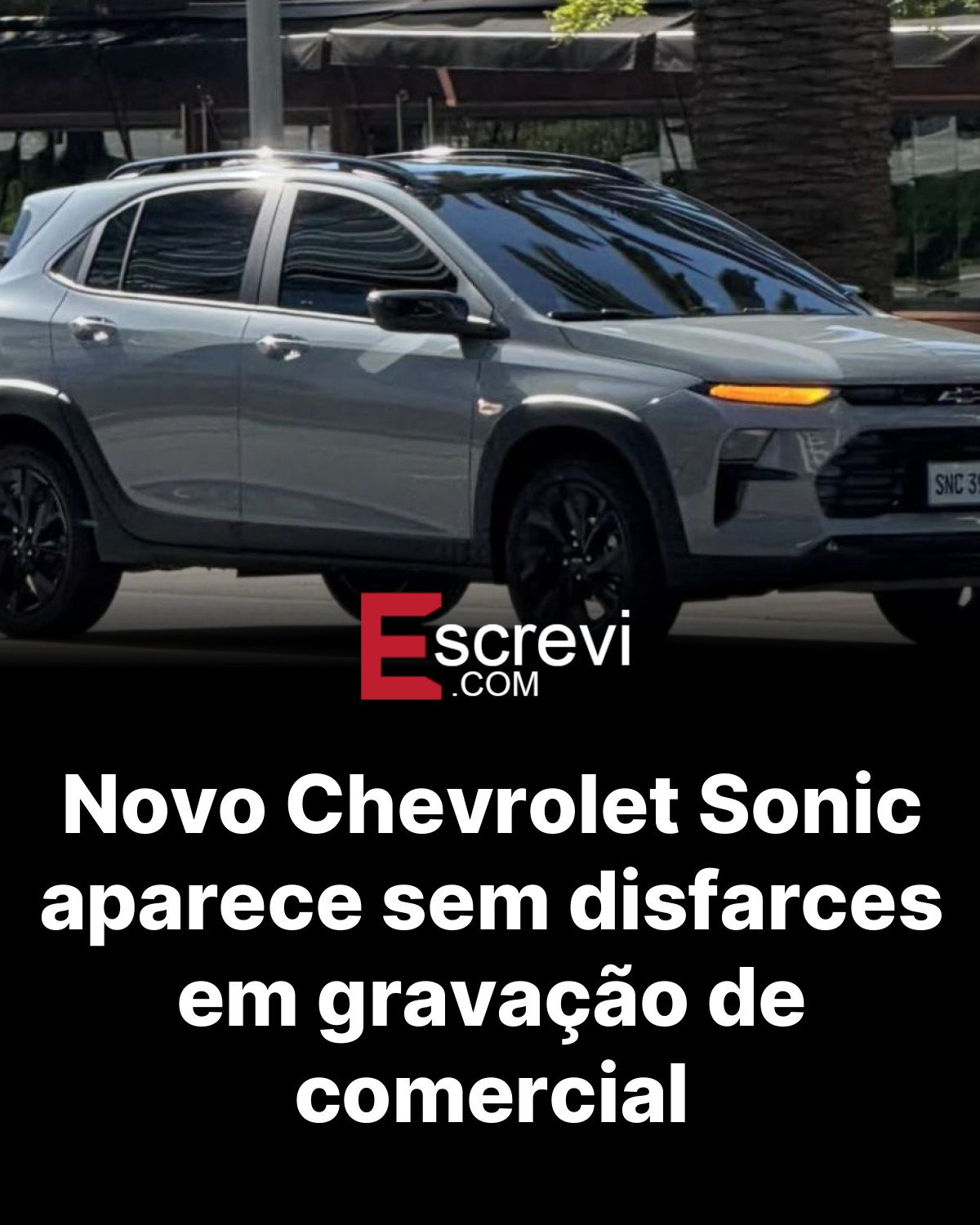 Novo Chevrolet Sonic aparece sem disfarces em gravação de comercial card preto