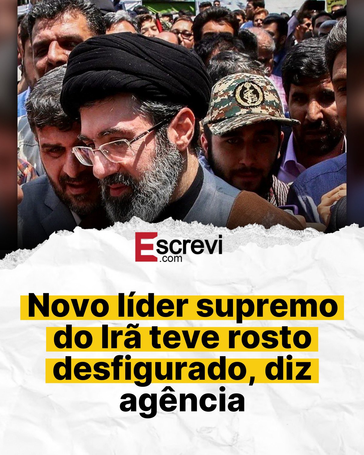 Novo líder supremo do Irã teve rosto desfigurado, diz agência card branco