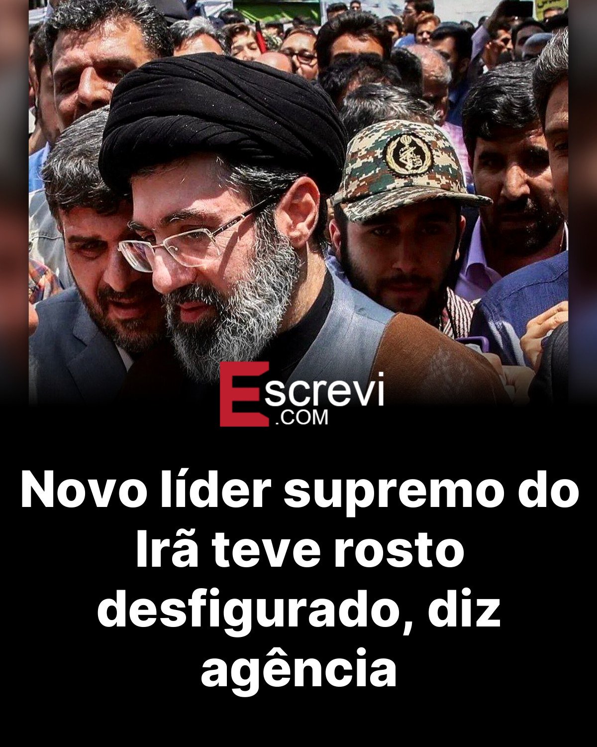 Novo líder supremo do Irã teve rosto desfigurado, diz agência card preto