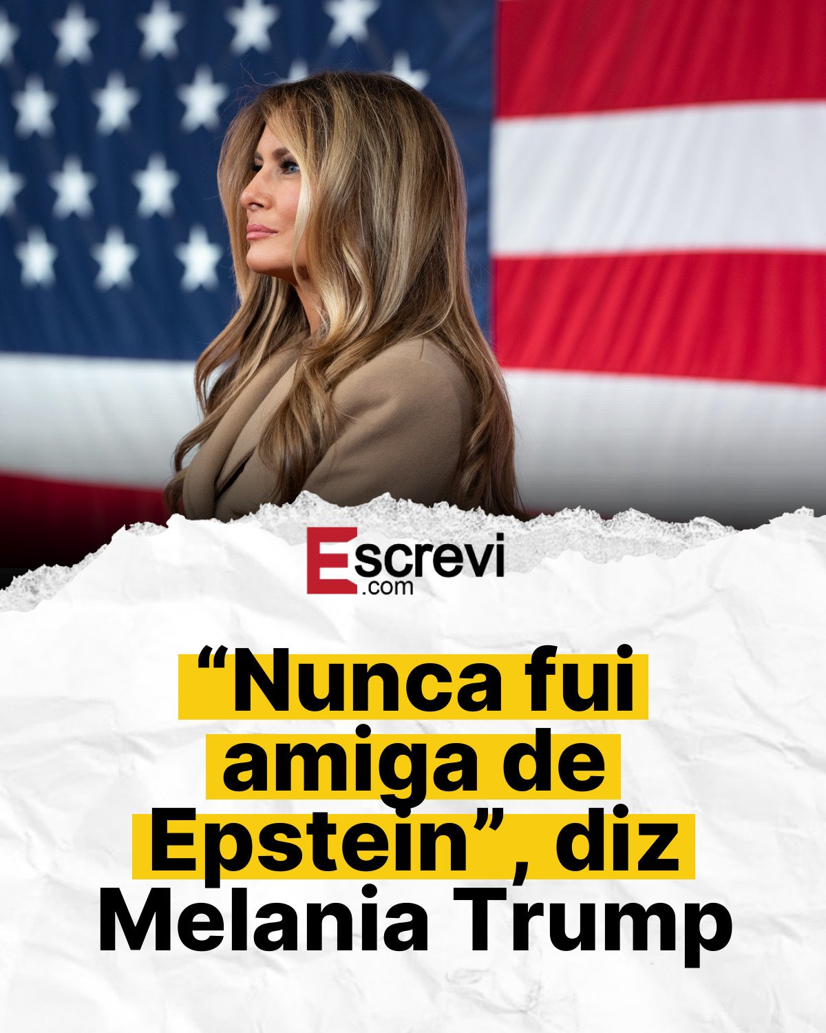 “Nunca fui amiga de Epstein”, diz Melania Trump card branco
