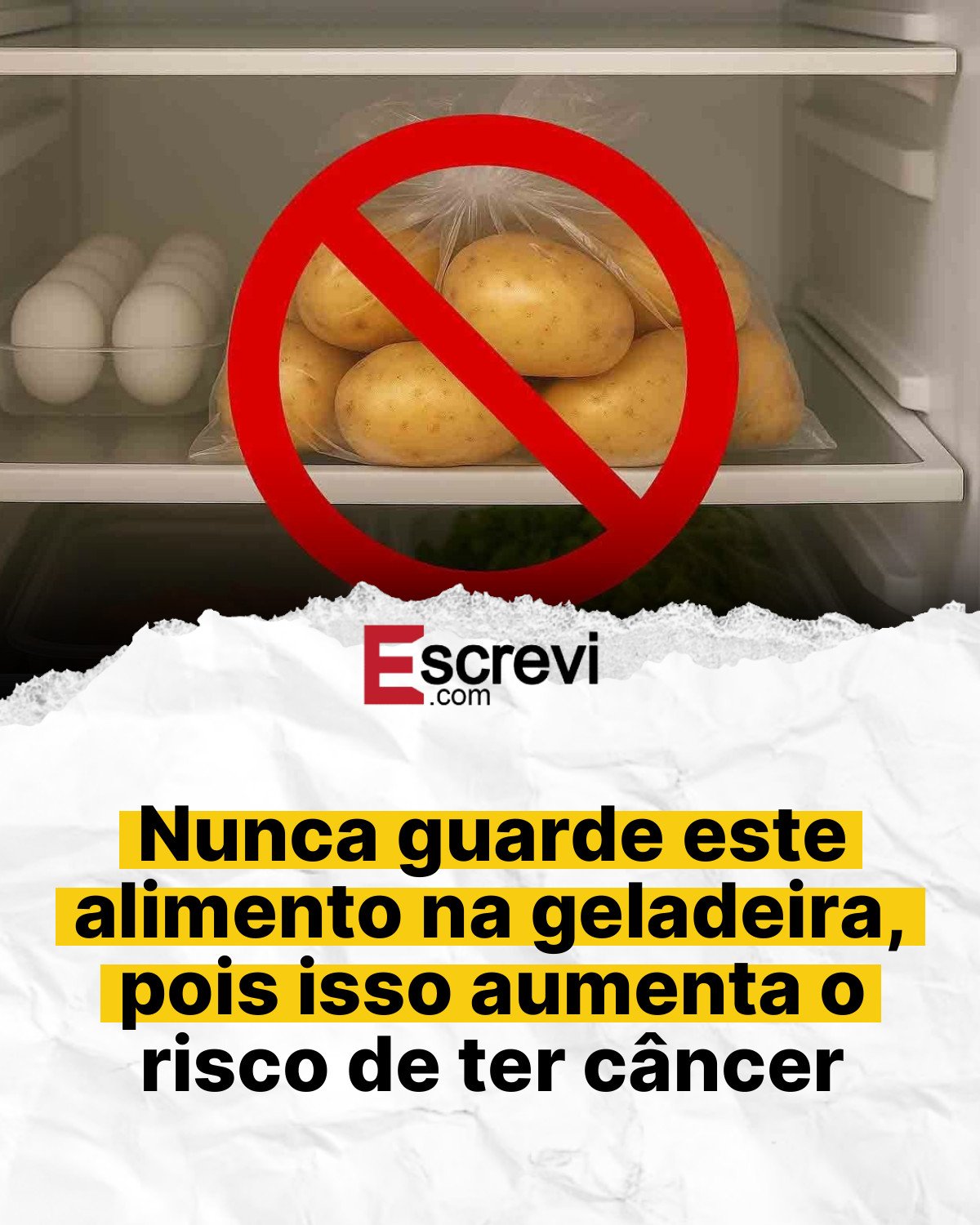 Nunca guarde este alimento na geladeira, pois isso aumenta o risco de ter câncer card branco