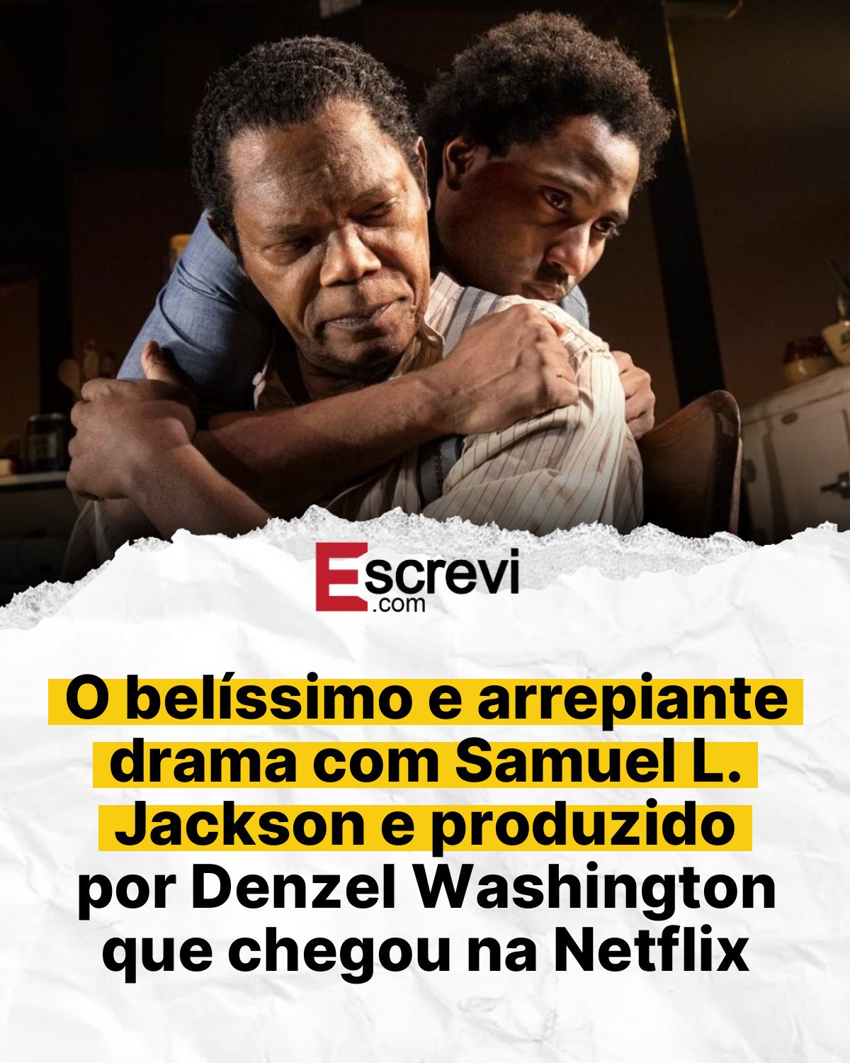 O belíssimo e arrepiante drama com Samuel L. Jackson e produzido por Denzel Washington que chegou na Netflix card branco