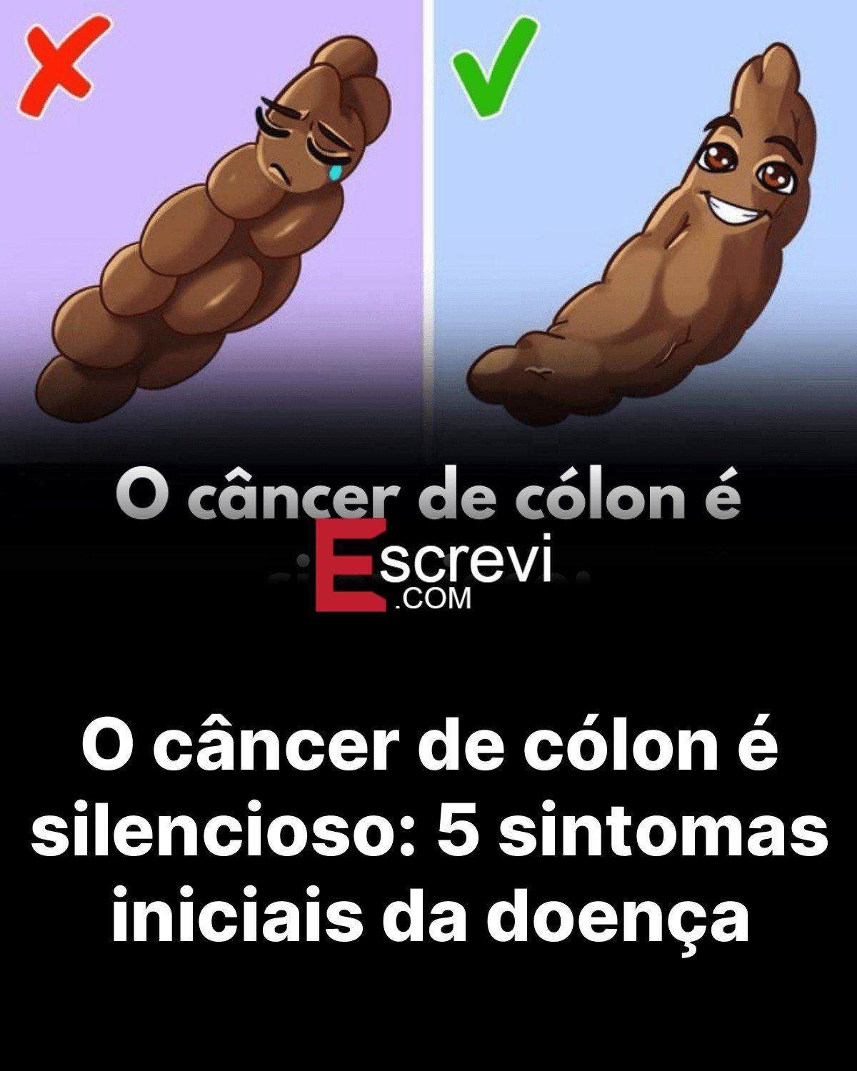 O câncer de cólon é silencioso: 5 sintomas iniciais da doença card preto