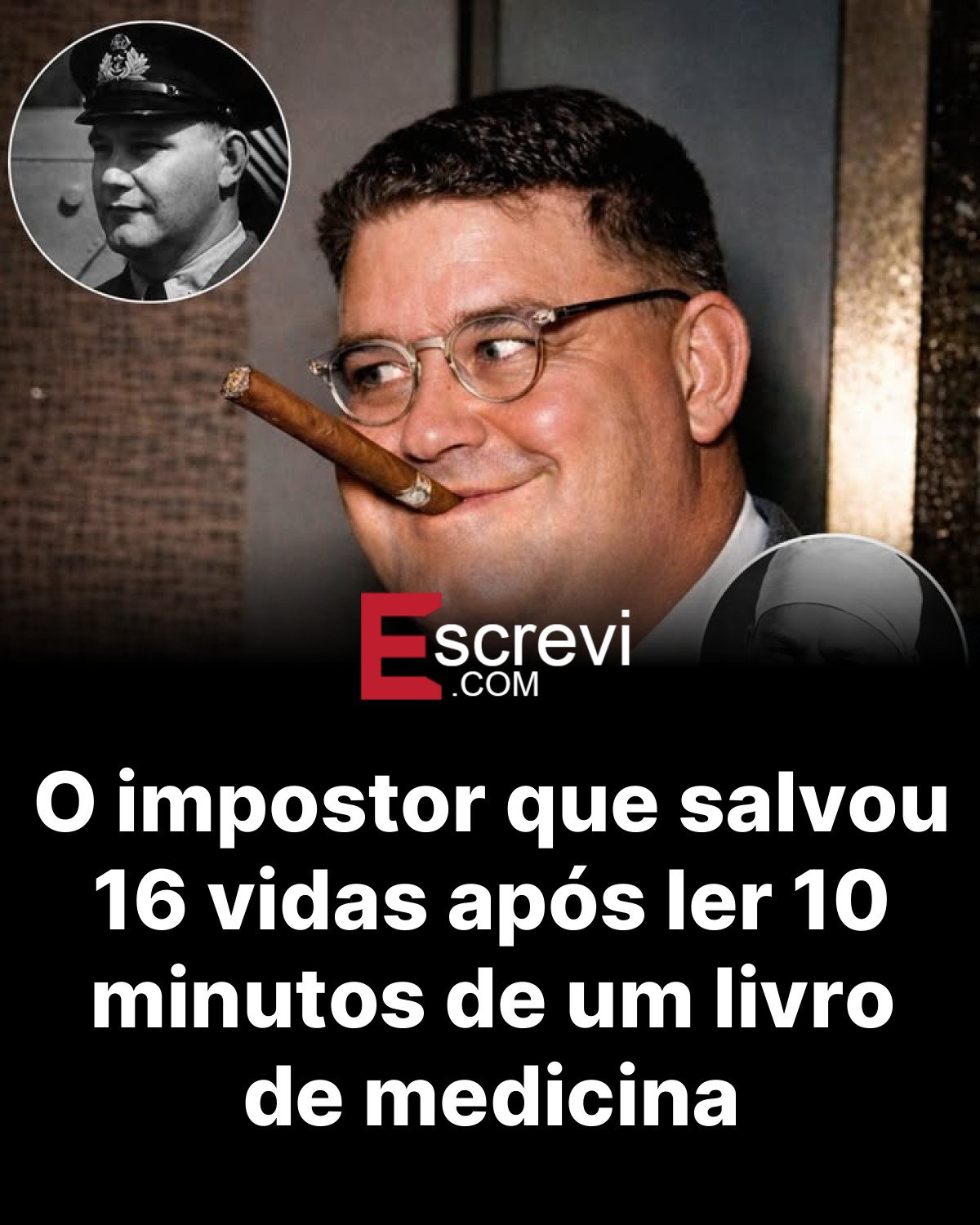 O impostor que salvou 16 vidas após ler 10 minutos de um livro de medicina card preto