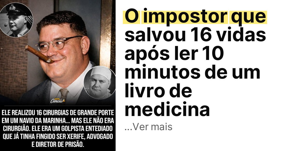 O impostor que salvou 16 vidas após ler 10 minutos de um livro de medicina imagem principal