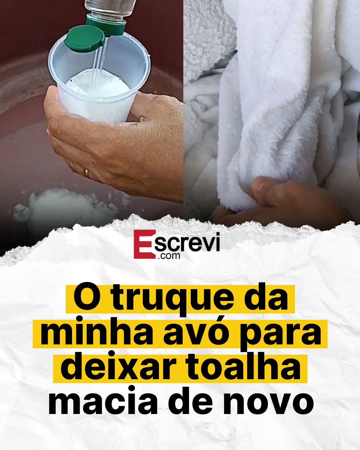 O truque da minha avó para deixar toalha macia de novo card branco