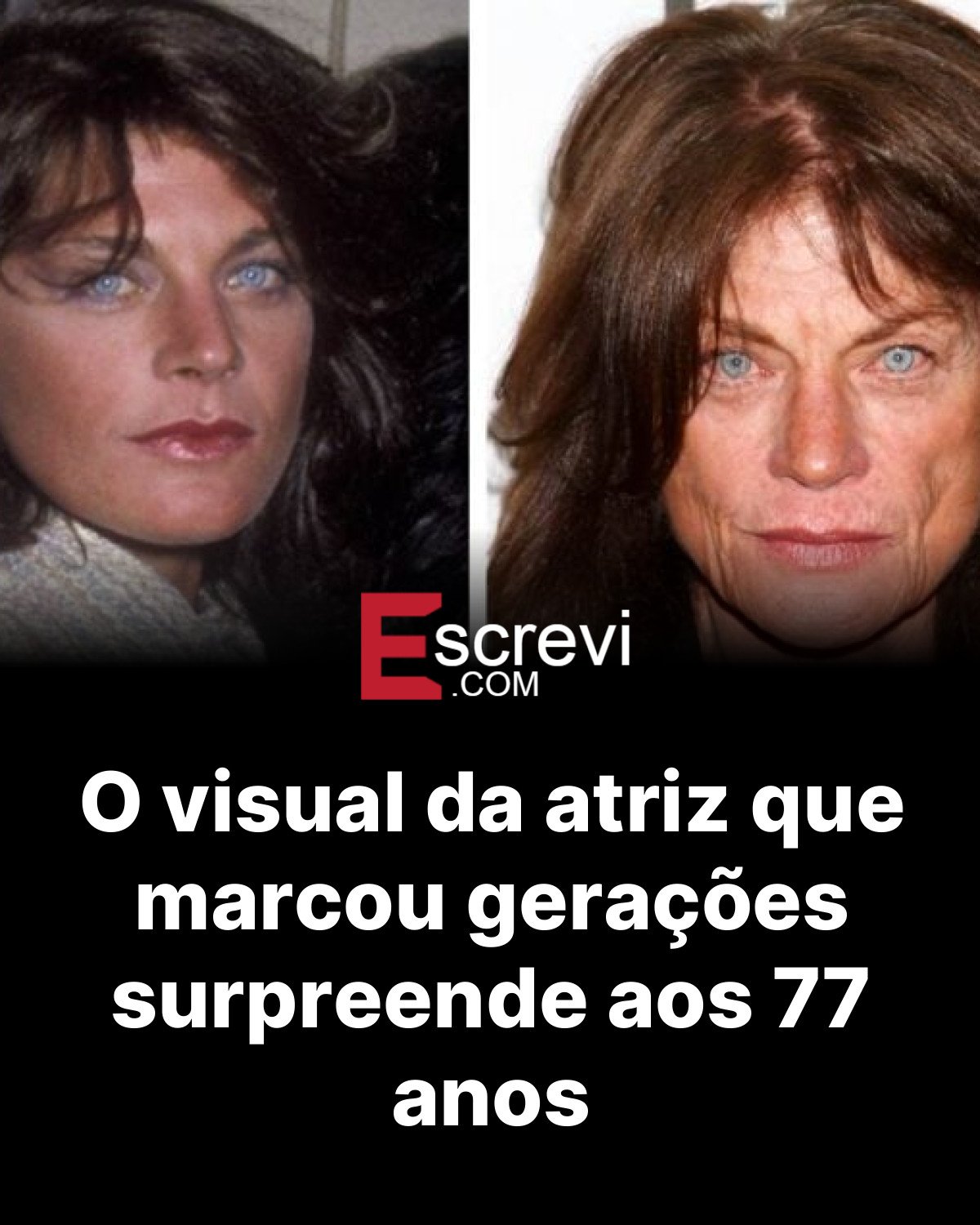 O visual da atriz que marcou gerações surpreende aos 77 anos card preto