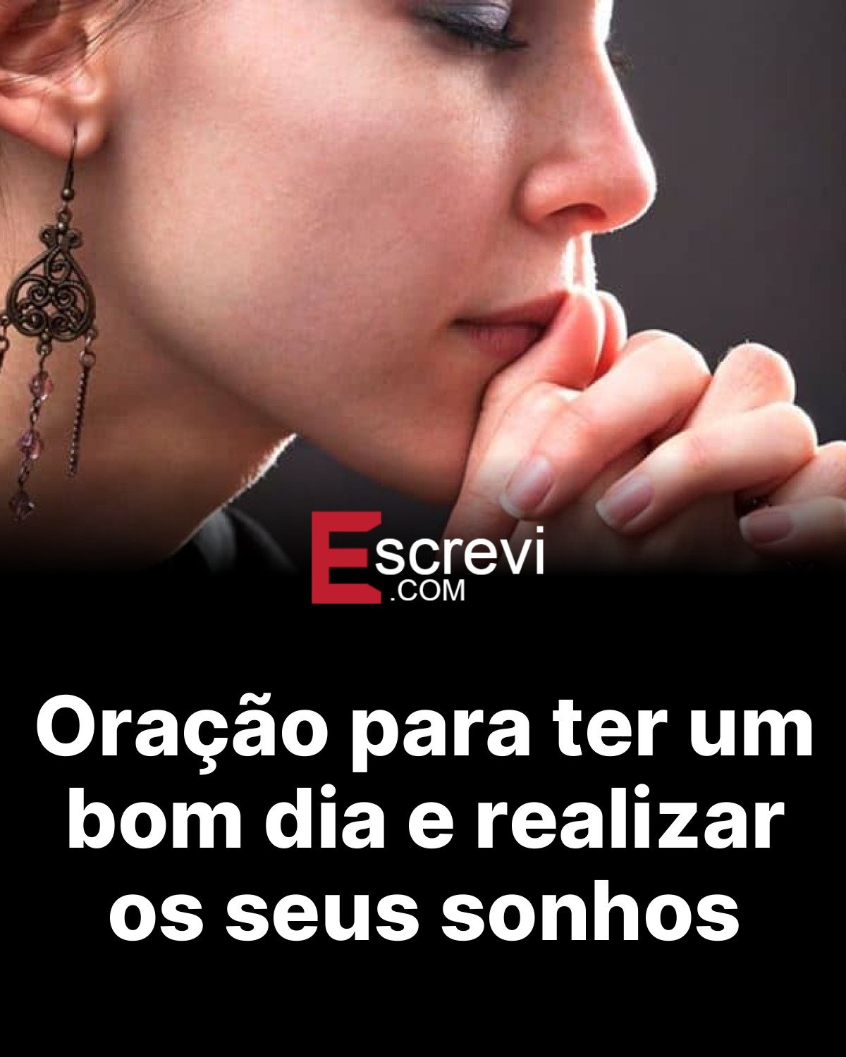 Oração para ter um bom dia e realizar os seus sonhos card preto