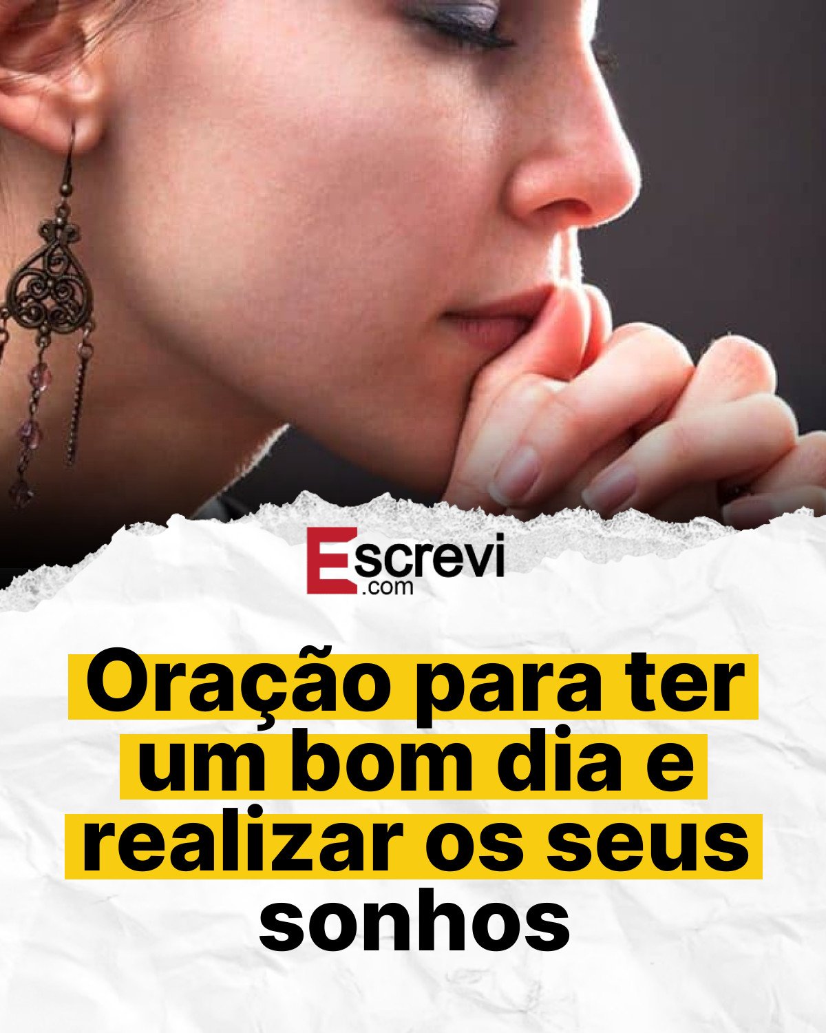 Oração para ter um bom dia e realizar os seus sonhos card branco