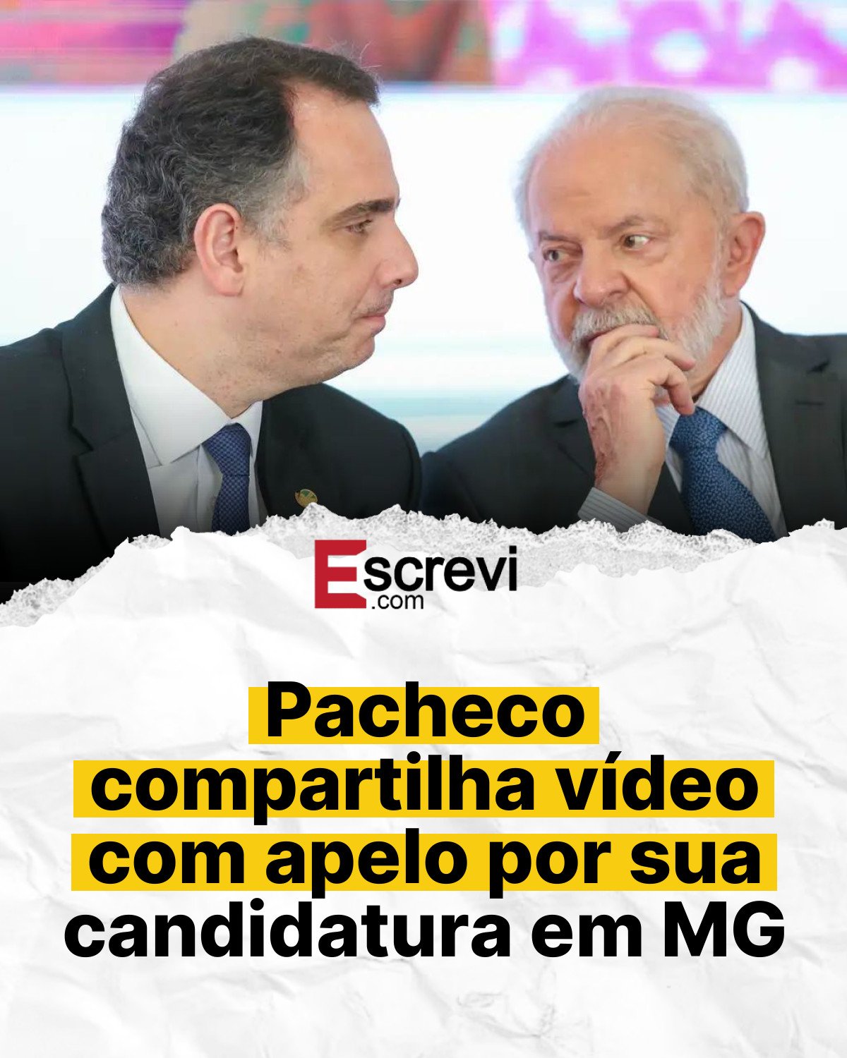 Pacheco compartilha vídeo com apelo por sua candidatura em MG card branco