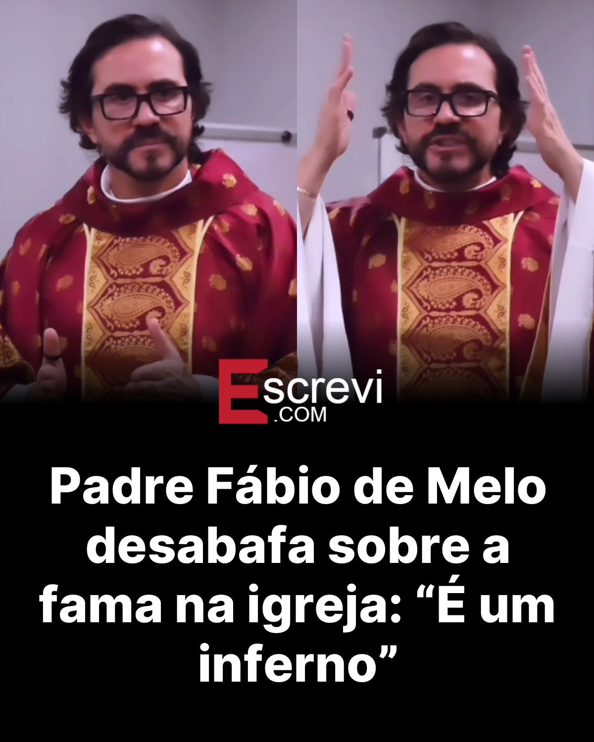 Padre Fábio de Melo desabafa sobre a fama na igreja: “É um inferno” card preto