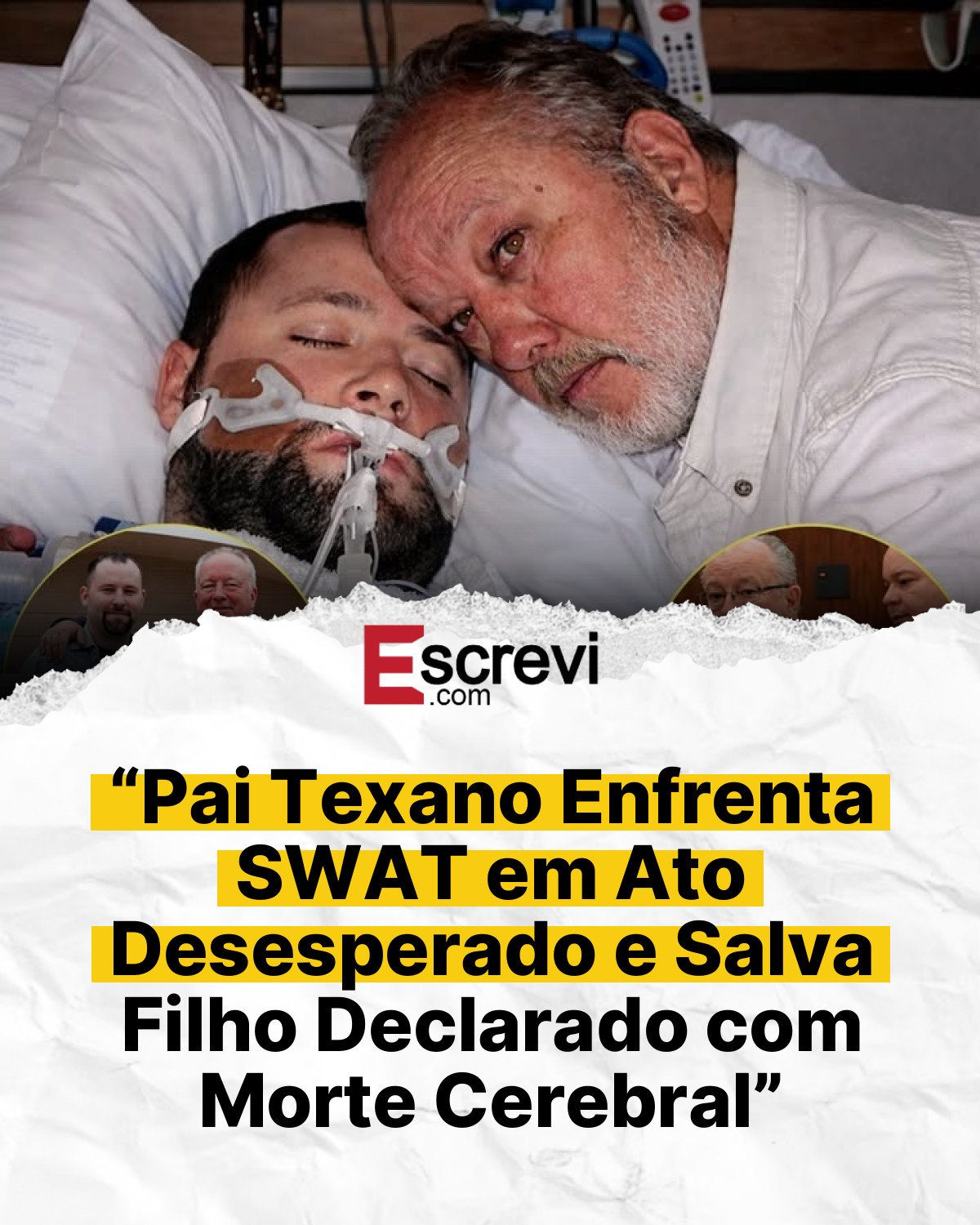 “Pai Texano Enfrenta SWAT em Ato Desesperado e Salva Filho Declarado com Morte Cerebral” card branco