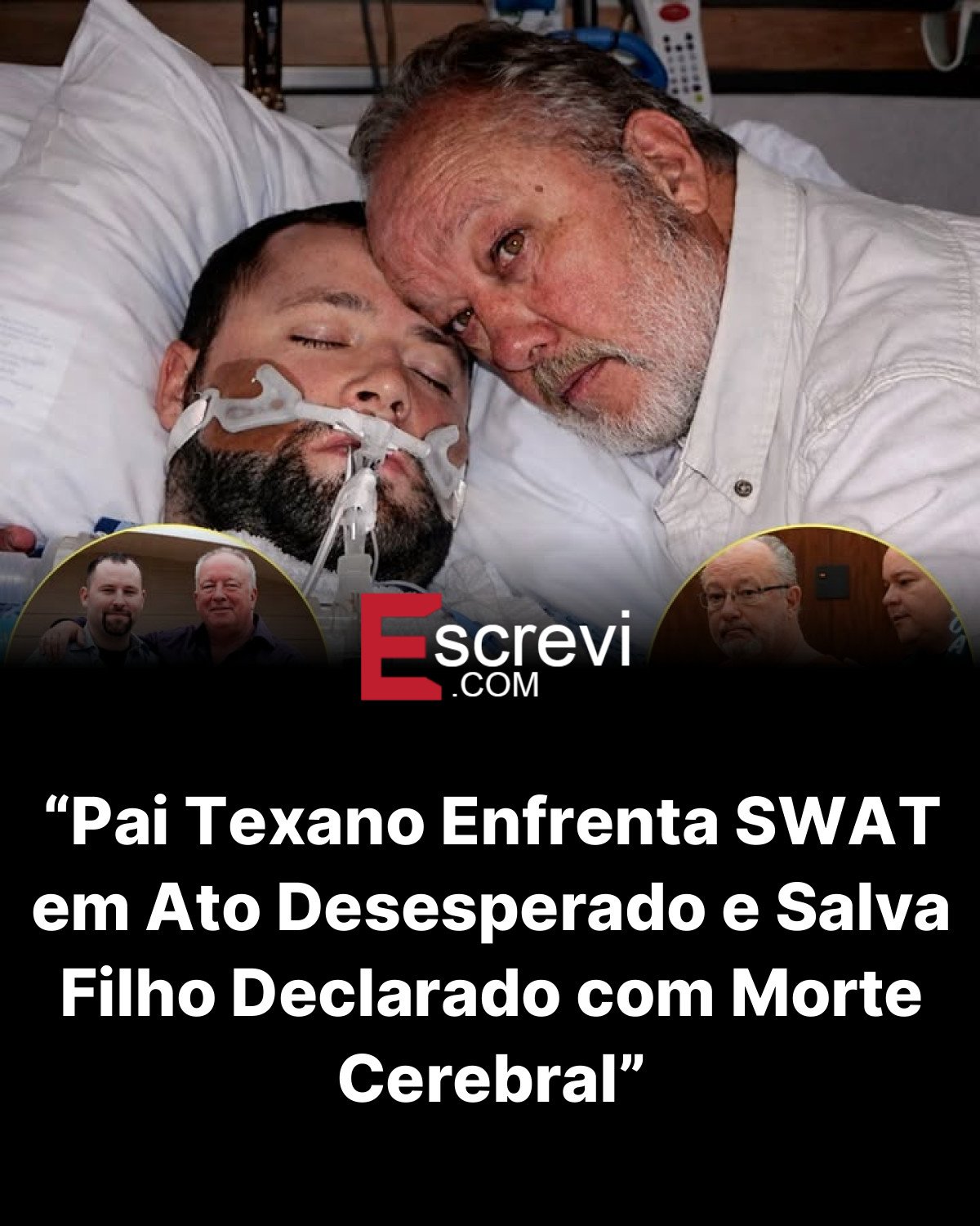 “Pai Texano Enfrenta SWAT em Ato Desesperado e Salva Filho Declarado com Morte Cerebral” card preto