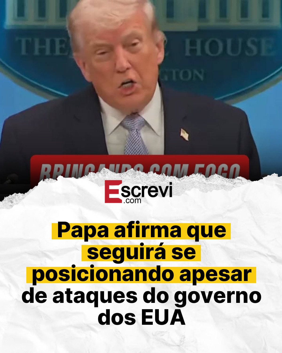 Papa afirma que seguirá se posicionando apesar de ataques do governo dos EUA card branco