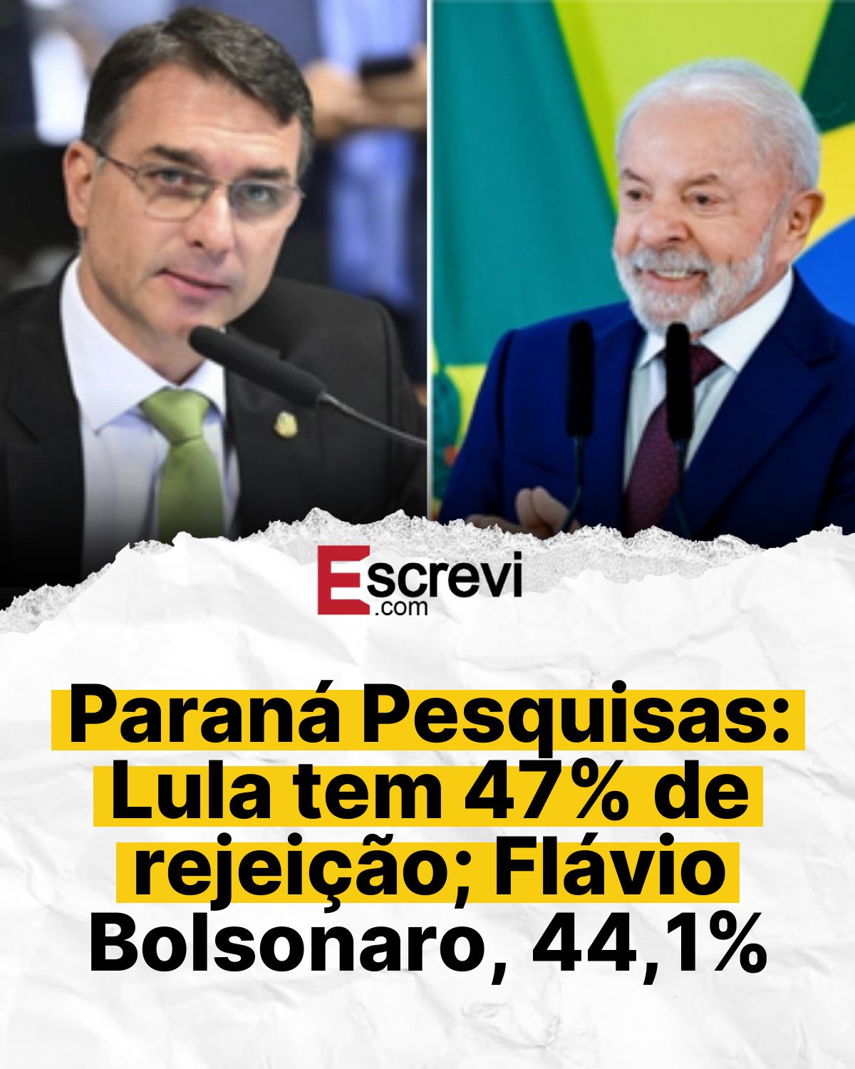 Paraná Pesquisas: Lula tem 47% de rejeição; Flávio Bolsonaro, 44,1% card branco