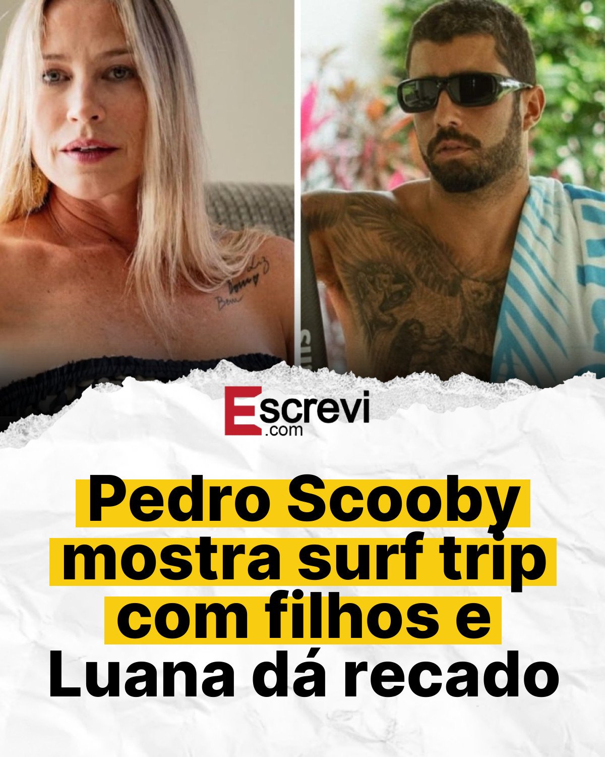 Pedro Scooby mostra surf trip com filhos e Luana dá recado card branco