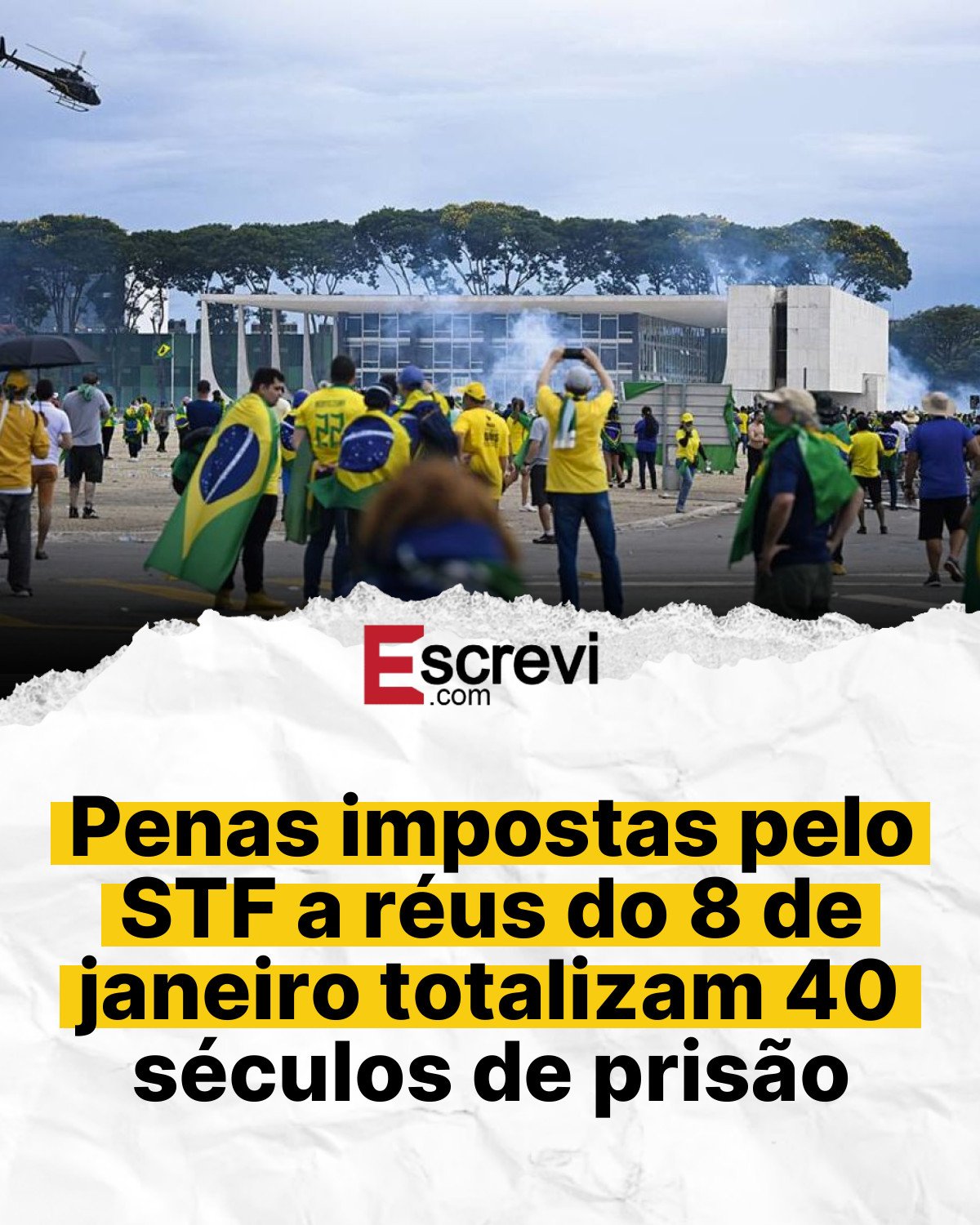 Penas impostas pelo STF a réus do 8 de janeiro totalizam 40 séculos de prisão card branco