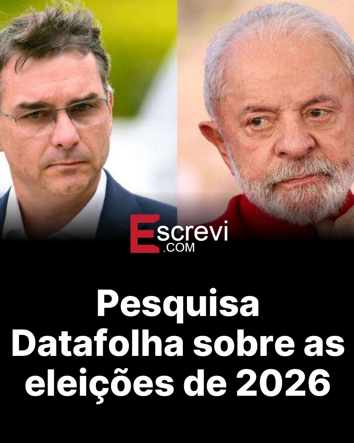 Pesquisa Datafolha sobre as eleições de 2026 card preto