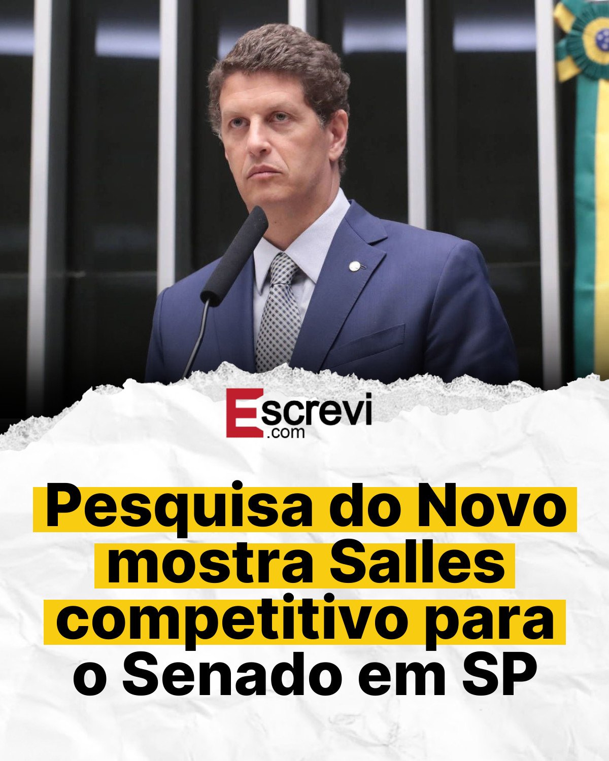 Pesquisa do Novo mostra Salles competitivo para o Senado em SP card branco