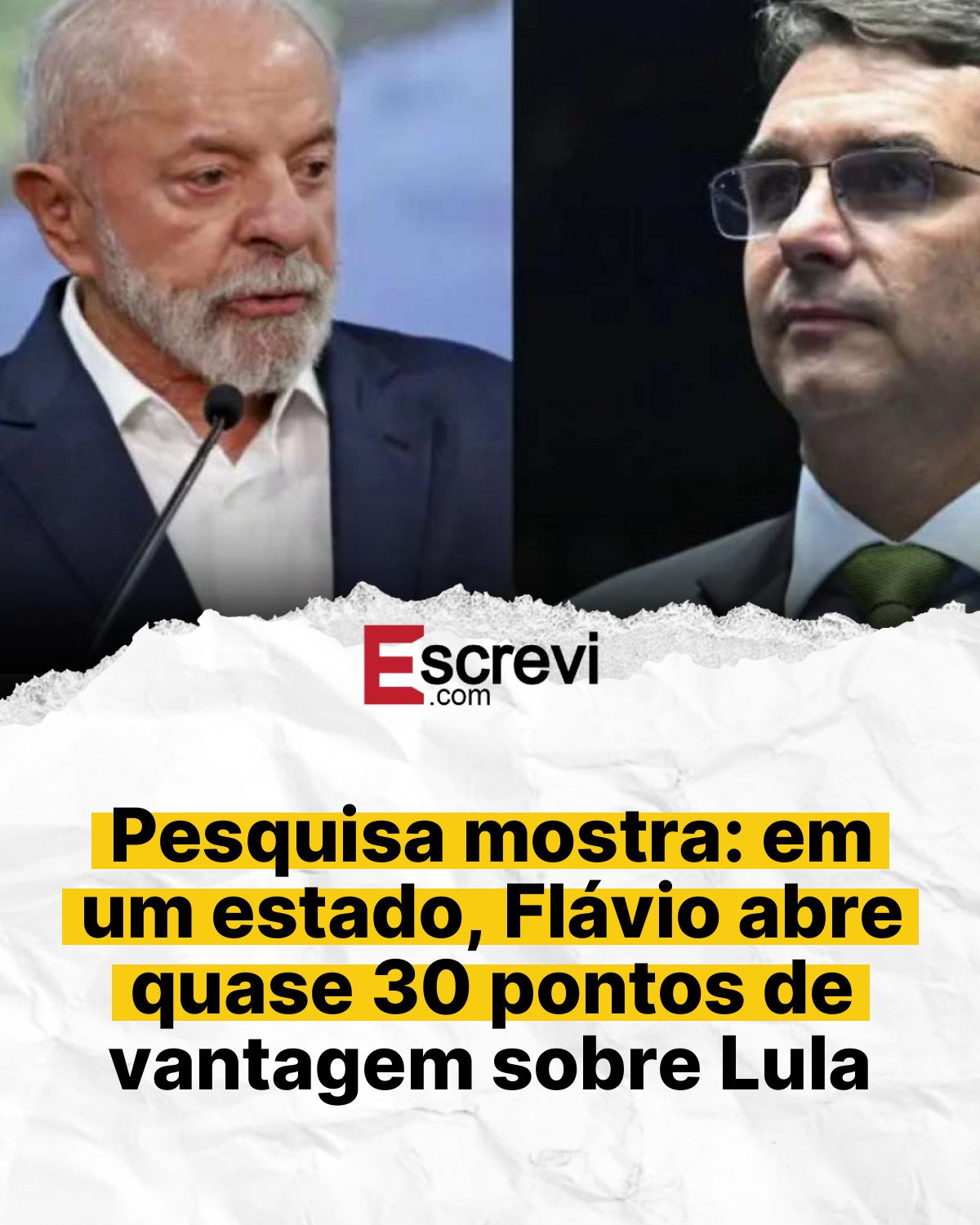 Pesquisa mostra: em um estado, Flávio abre quase 30 pontos de vantagem sobre Lula card branco