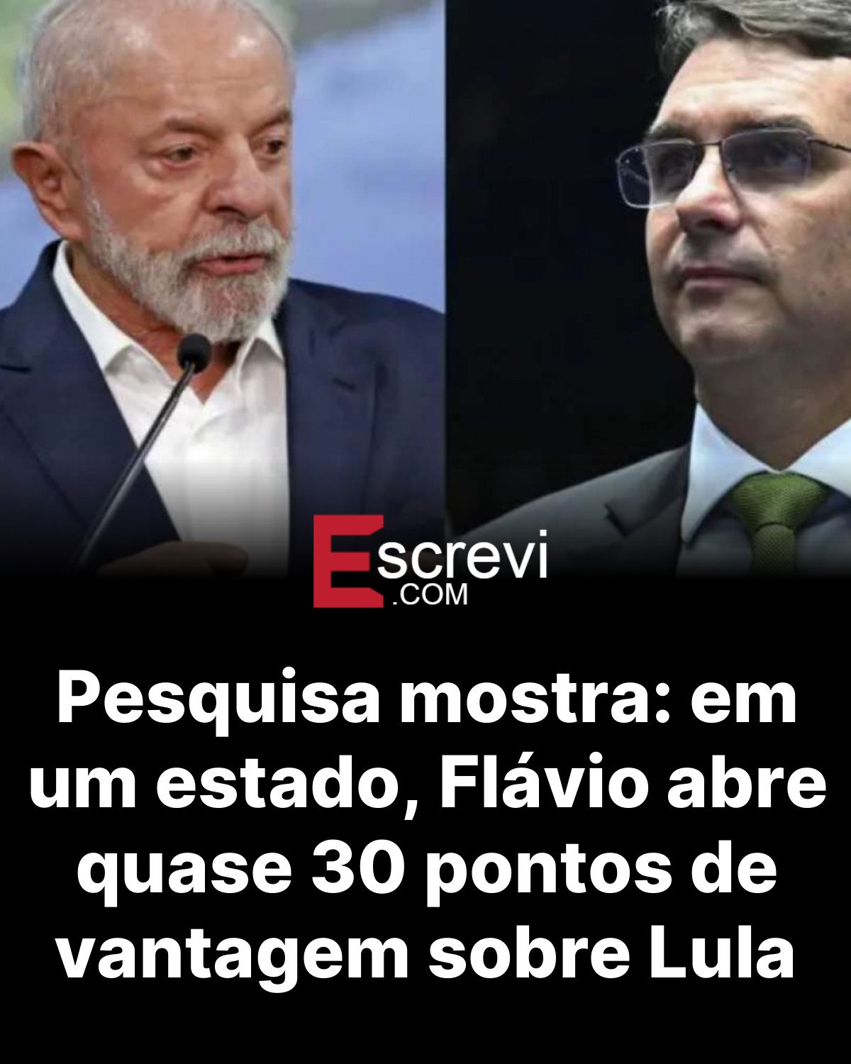 Pesquisa mostra: em um estado, Flávio abre quase 30 pontos de vantagem sobre Lula card preto
