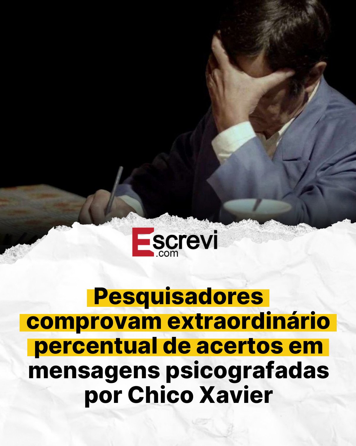 Pesquisadores comprovam extraordinário percentual de acertos em mensagens psicografadas por Chico Xavier card branco