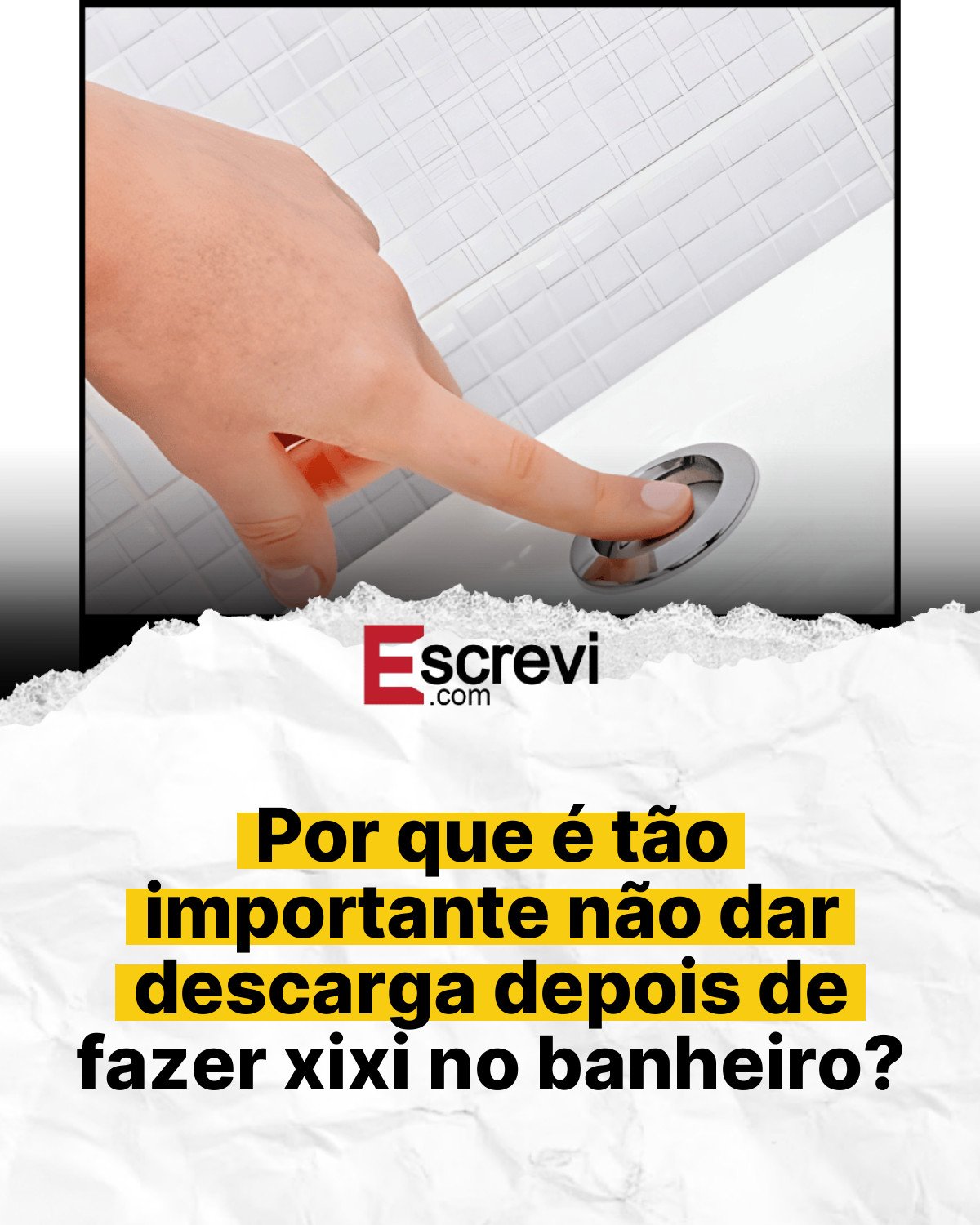 Por que é tão importante não dar descarga depois de fazer xixi no banheiro? card branco