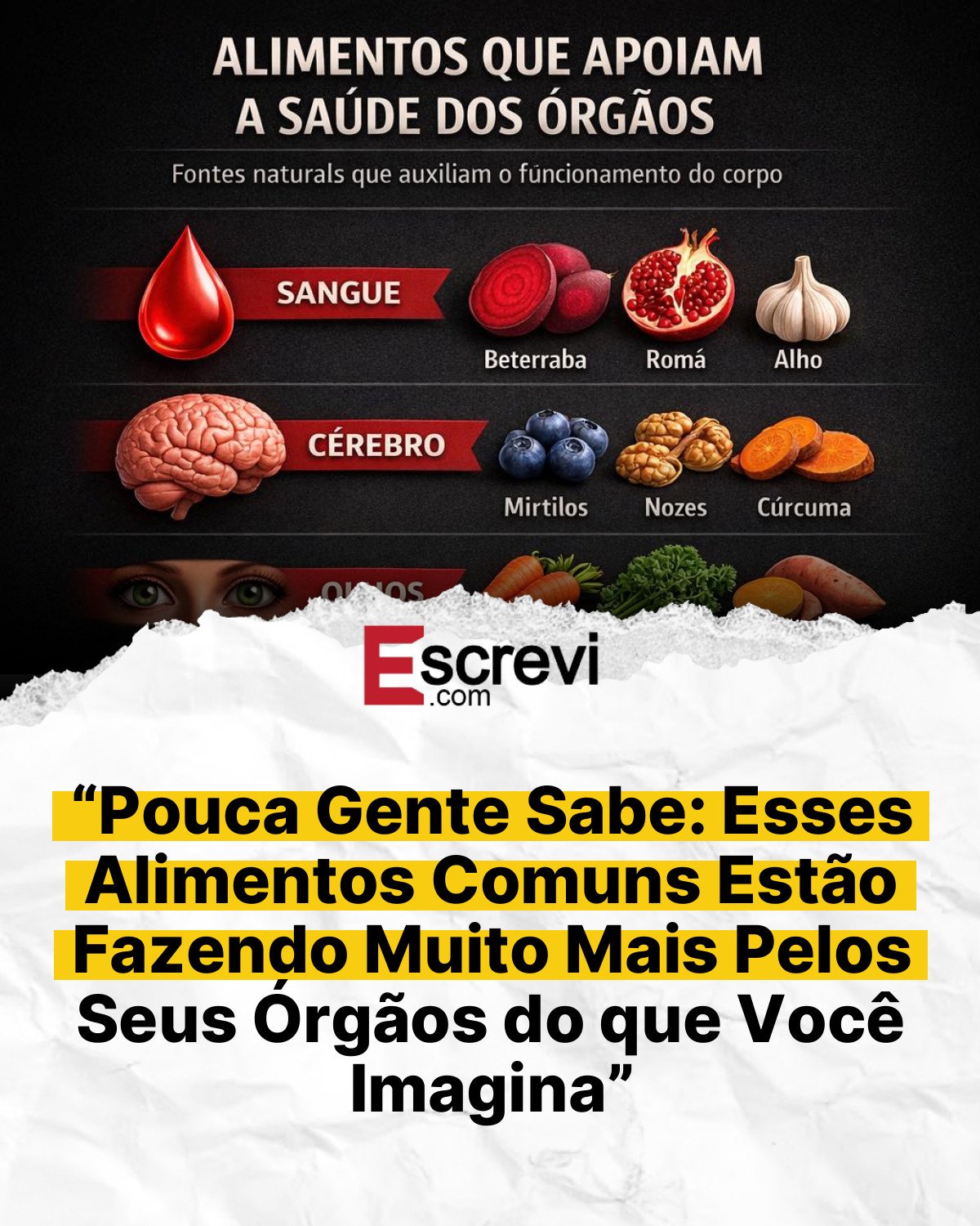 “Pouca Gente Sabe: Esses Alimentos Comuns Estão Fazendo Muito Mais Pelos Seus Órgãos do que Você Imagina” card branco