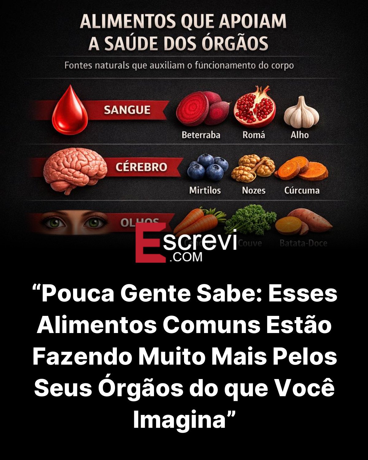 “Pouca Gente Sabe: Esses Alimentos Comuns Estão Fazendo Muito Mais Pelos Seus Órgãos do que Você Imagina” card preto