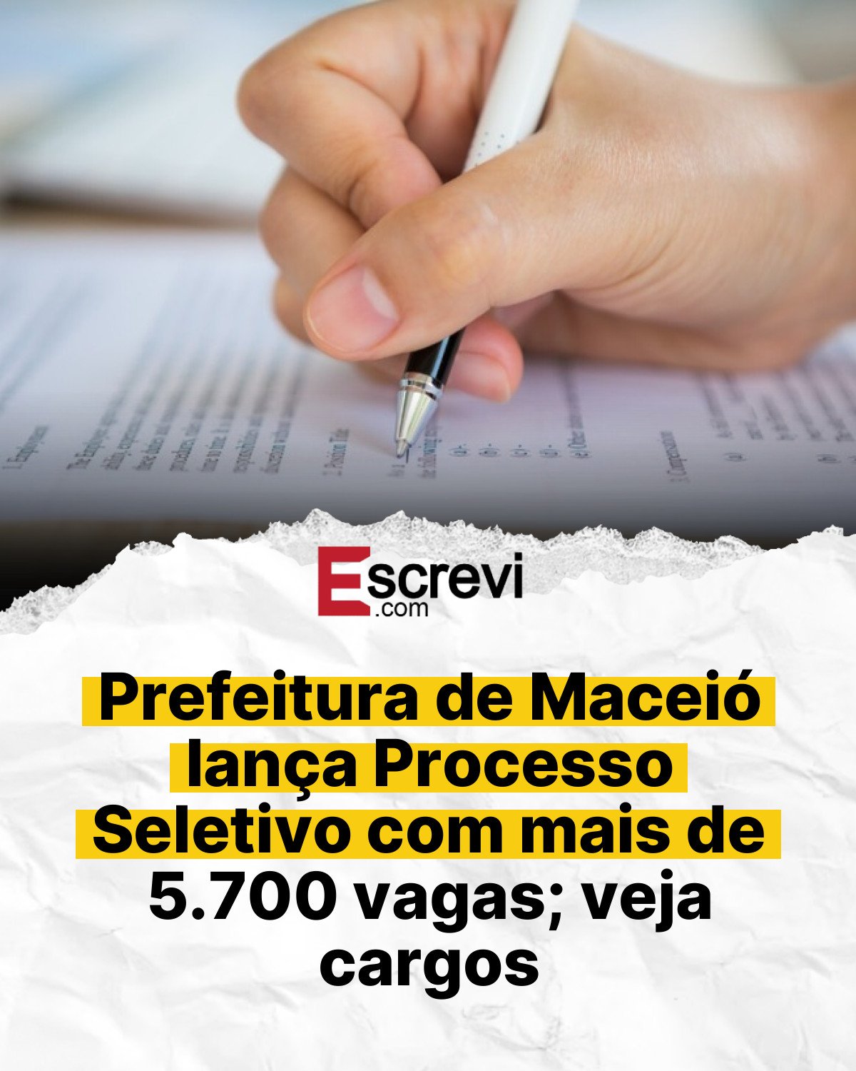 Prefeitura de Maceió lança Processo Seletivo com mais de 5.700 vagas; veja cargos card branco
