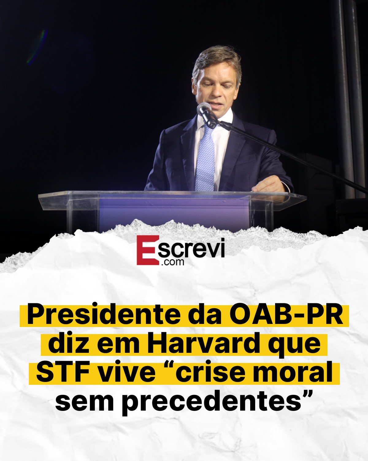 Presidente da OAB-PR diz em Harvard que STF vive “crise moral sem precedentes” card branco