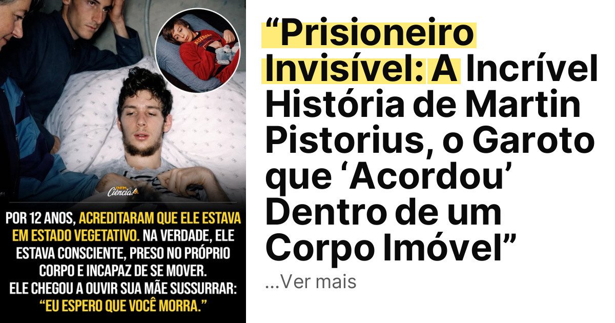 “Prisioneiro Invisível: A Incrível História de Martin Pistorius, o Garoto que ‘Acordou’ Dentro de um Corpo Imóvel” imagem principal