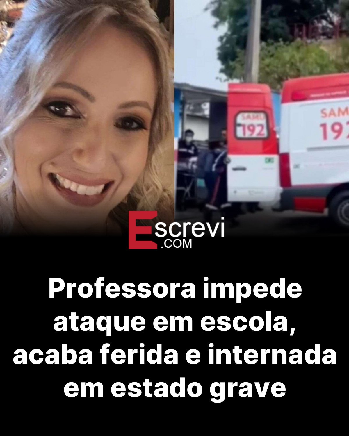 Professora impede ataque em escola, acaba ferida e internada em estado grave card preto
