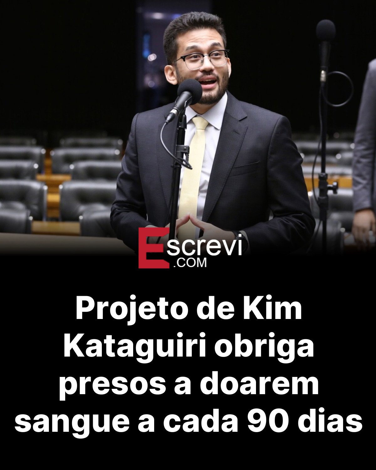Projeto de Kim Kataguiri obriga presos a doarem sangue a cada 90 dias card preto