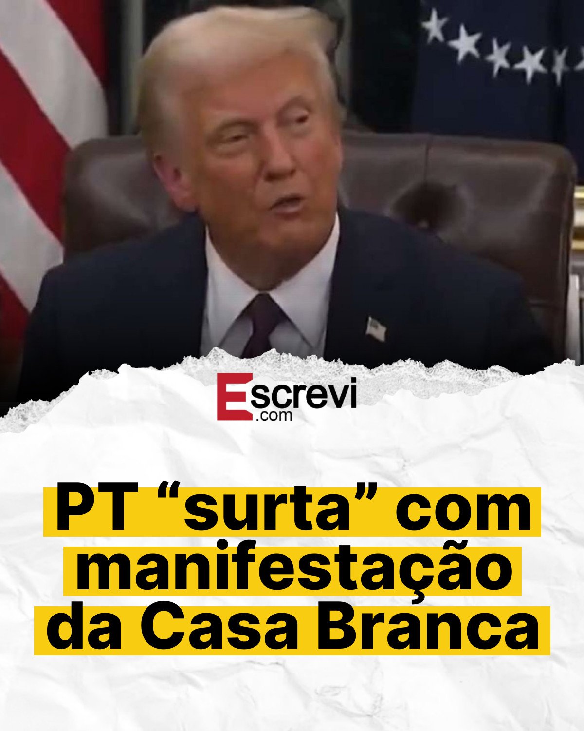 PT “surta” com manifestação da Casa Branca card branco