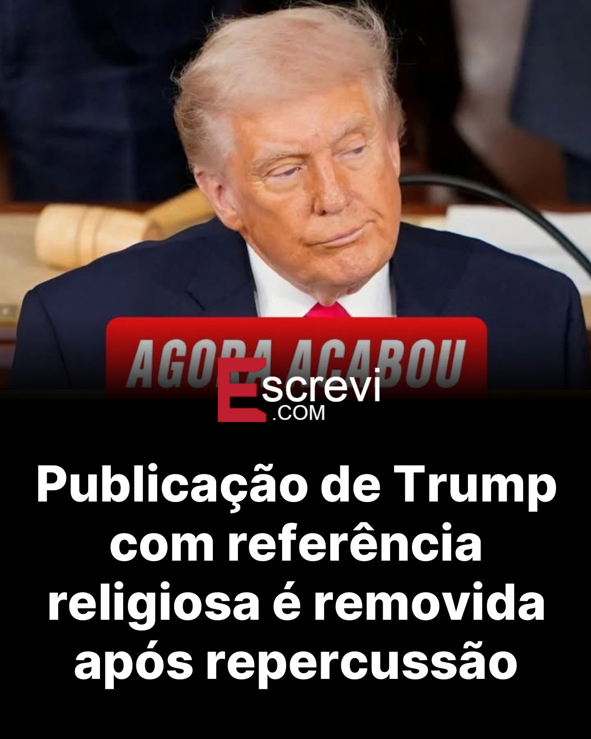 Publicação de Trump com referência religiosa é removida após repercussão card preto