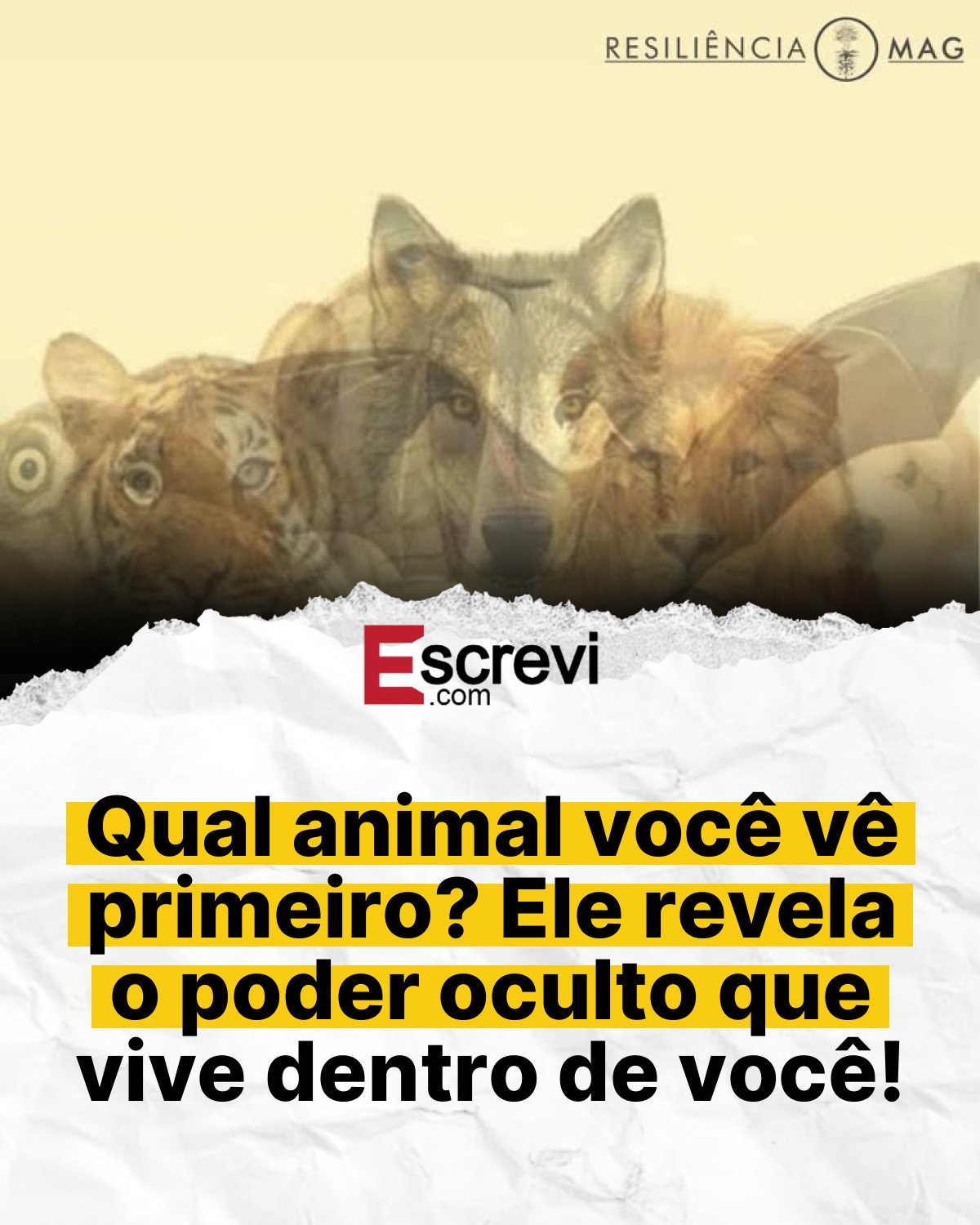 Qual animal você vê primeiro? Ele revela o poder oculto que vive dentro de você! card branco