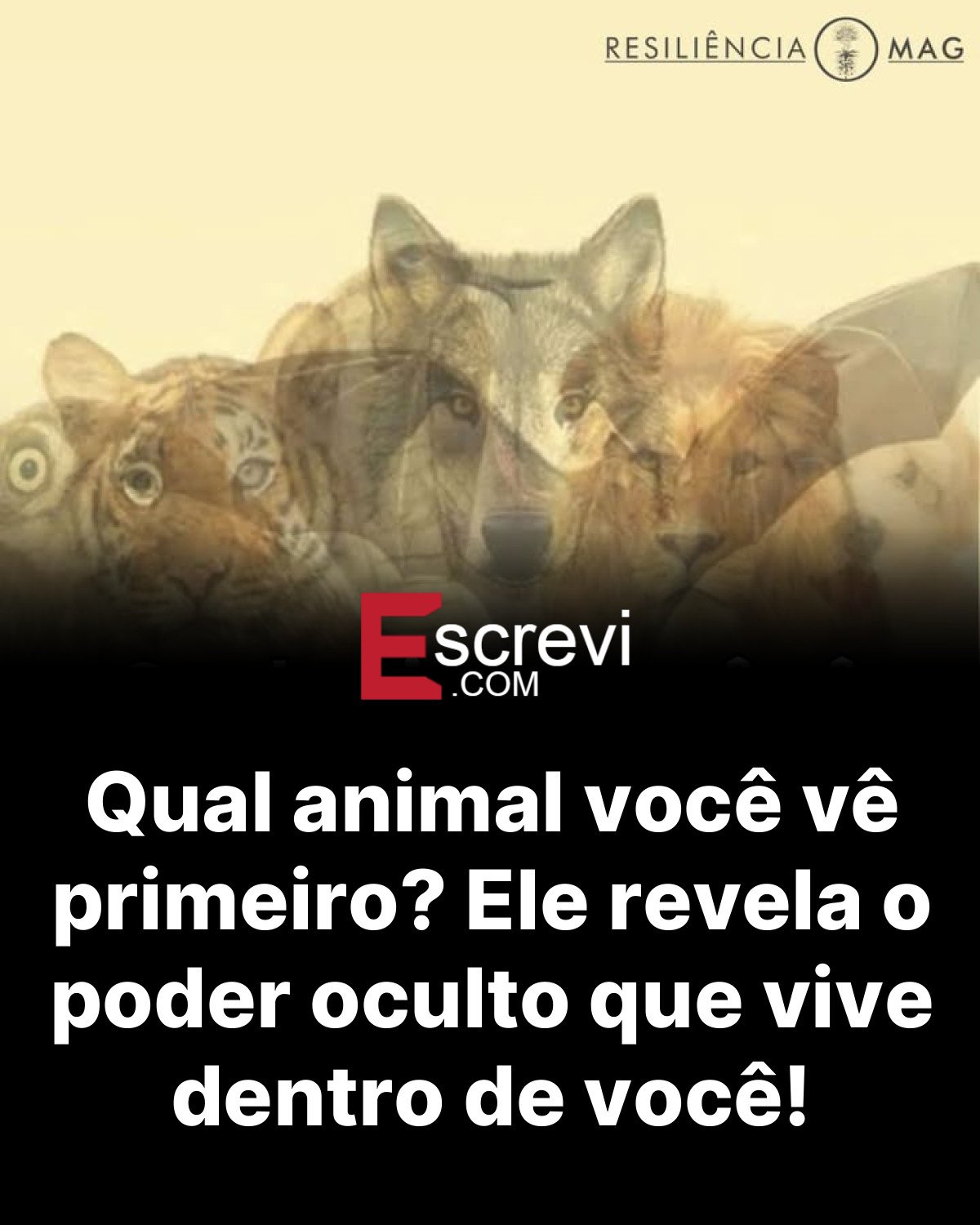 Qual animal você vê primeiro? Ele revela o poder oculto que vive dentro de você! card preto
