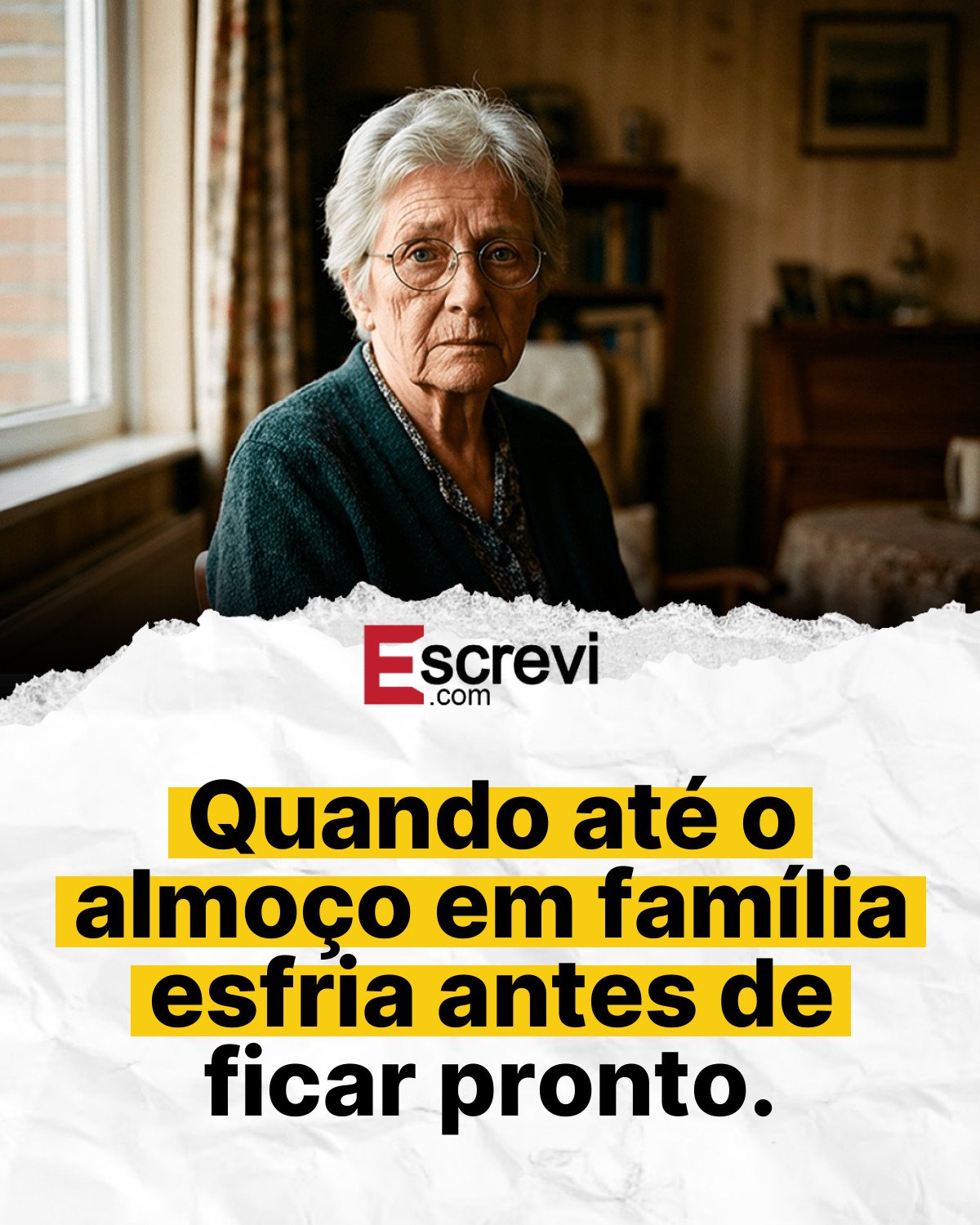 Quando até o almoço em família esfria antes de ficar pronto. card branco